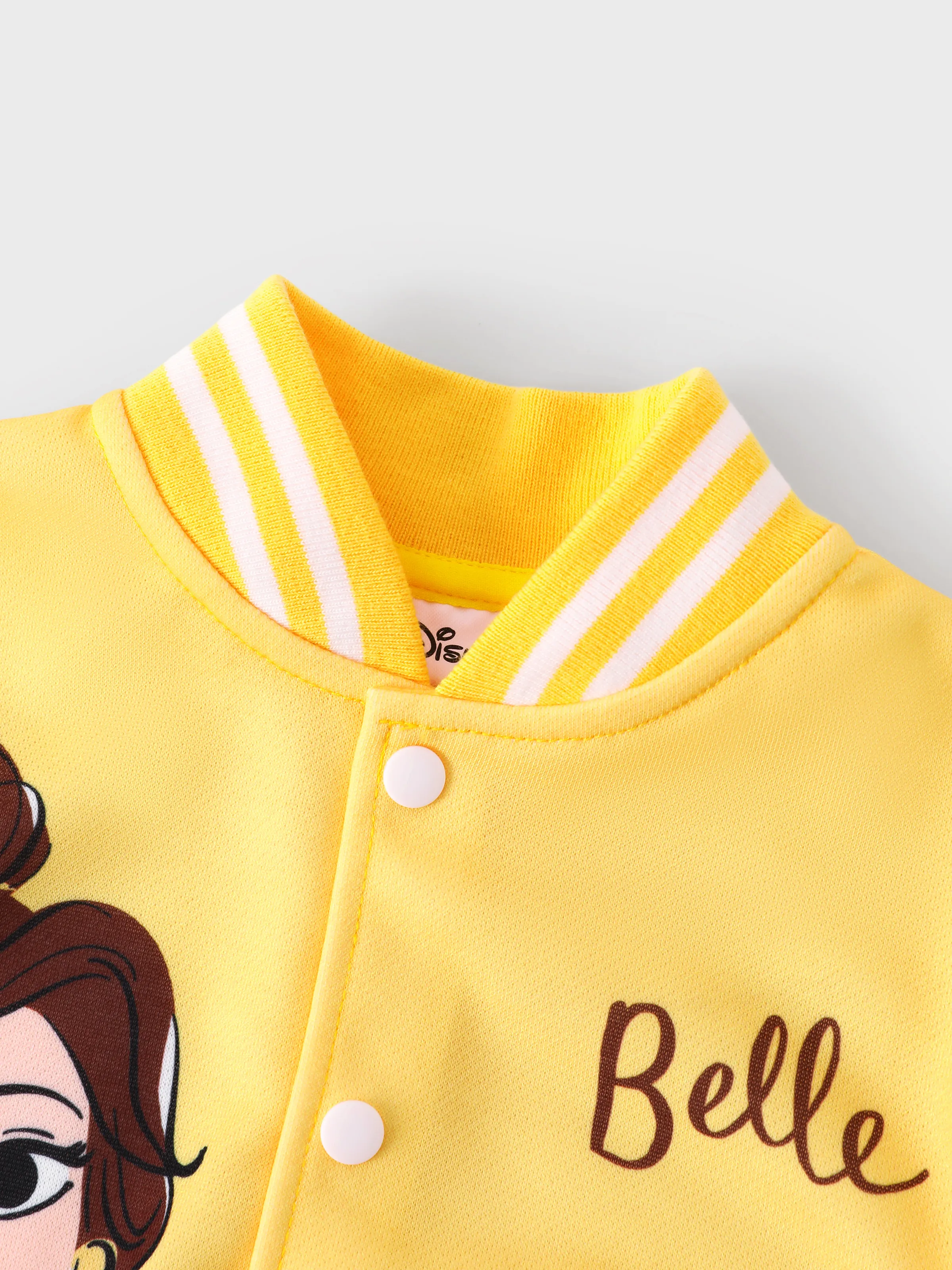 Disney Princess Toddler Girl Belle Colorblock Snap Button Bomber Jacket Yellow - Image 4