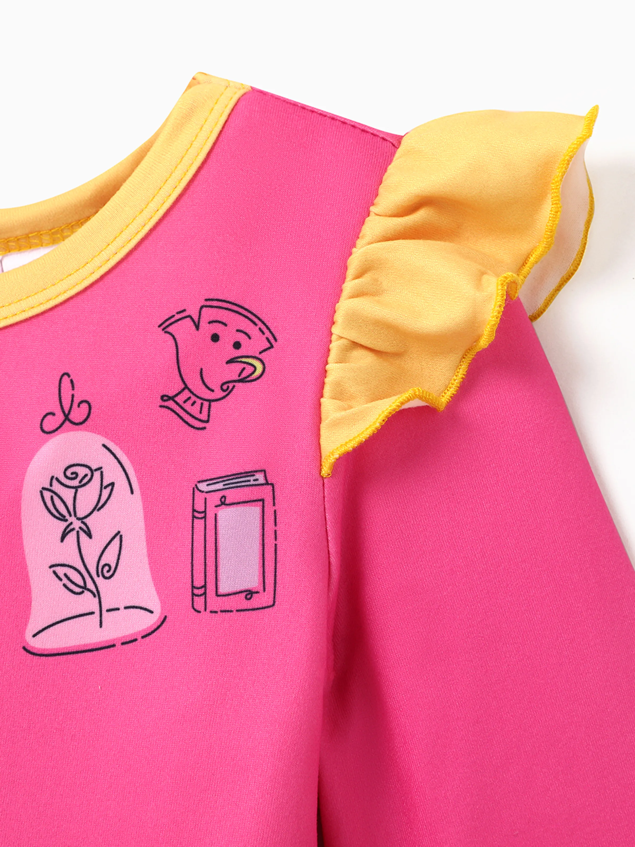 Disney Princess Toddler Girl Belle Print Ruffled Dress Pink - Image 4