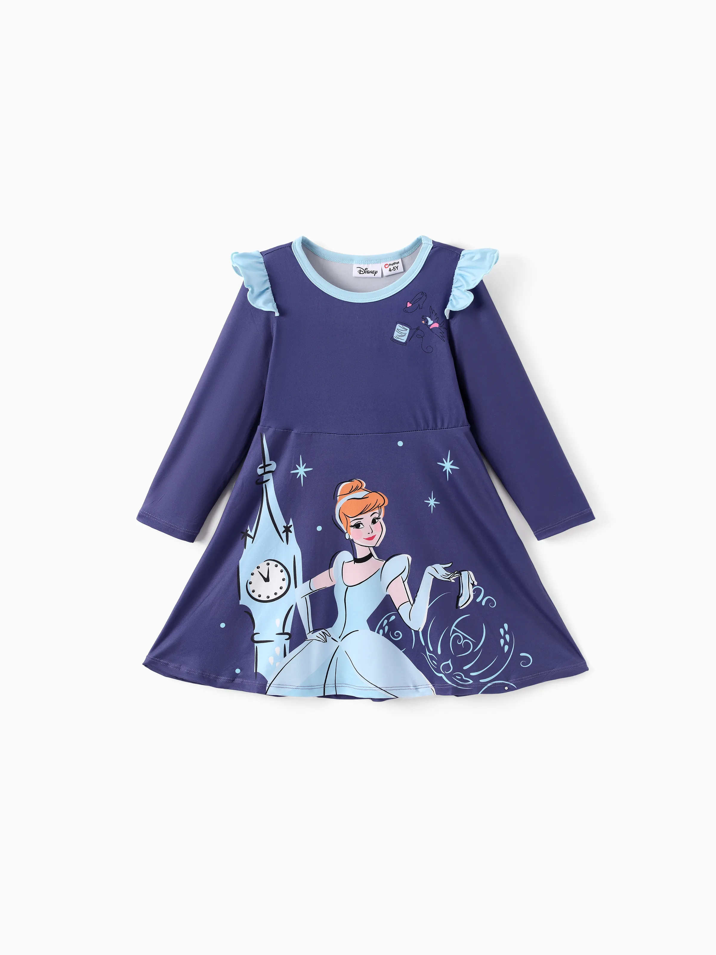 Disney Princess Toddler Girl Cinderella Print Ruffled Dress Purple - Image 6