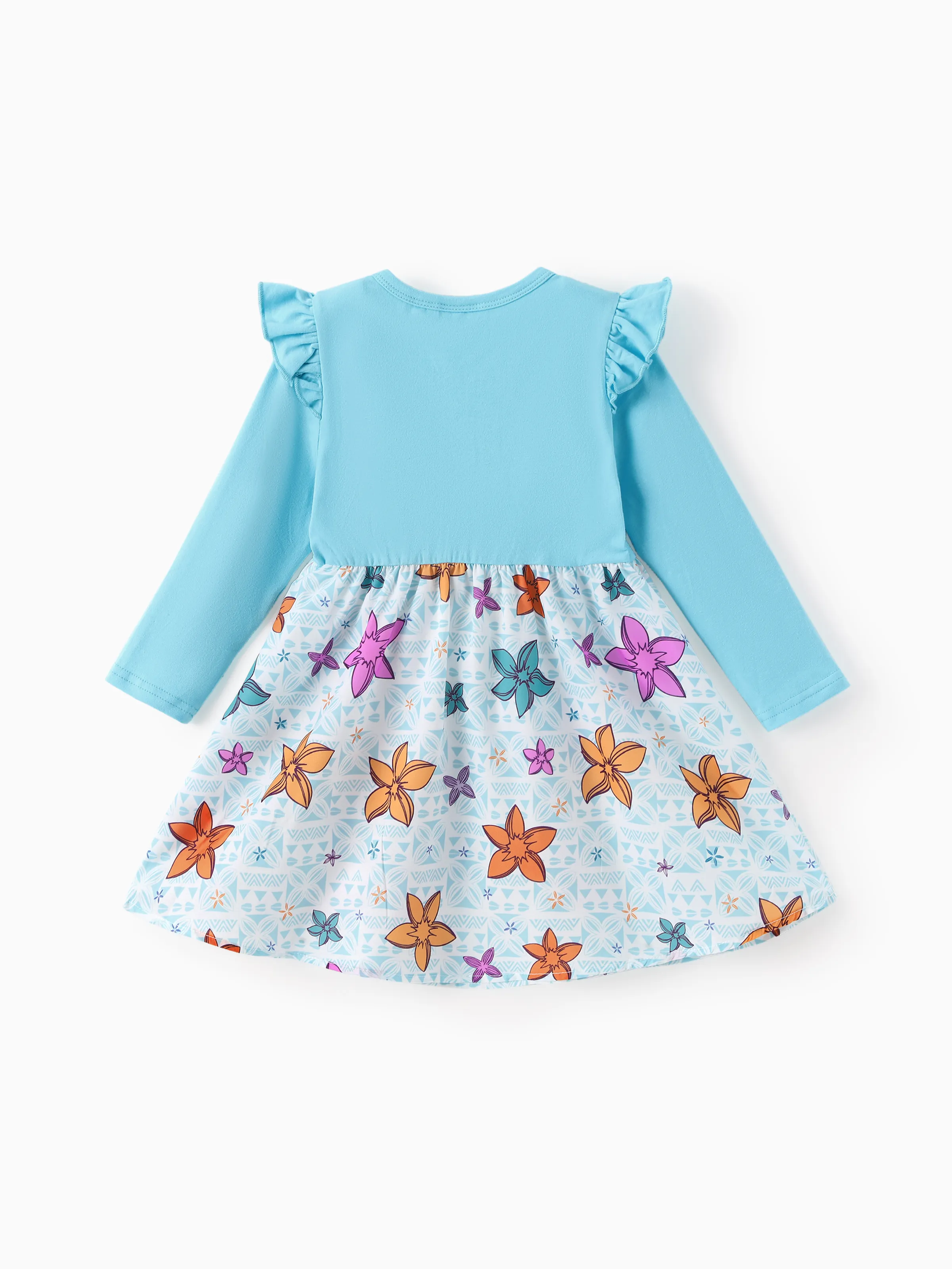 Disney Princess Toddler Girl Moana Childlike Ruffle Flutter-sleeve Dress Turquoise - Image 3
