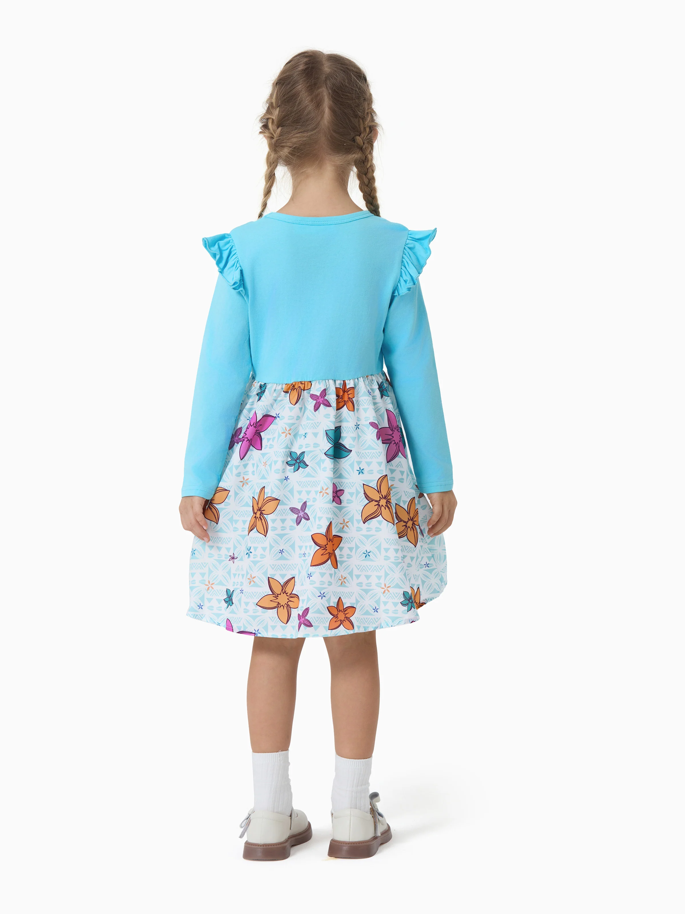 Disney Princess Toddler Girl Moana Childlike Ruffle Flutter-sleeve Dress Turquoise - Image 5