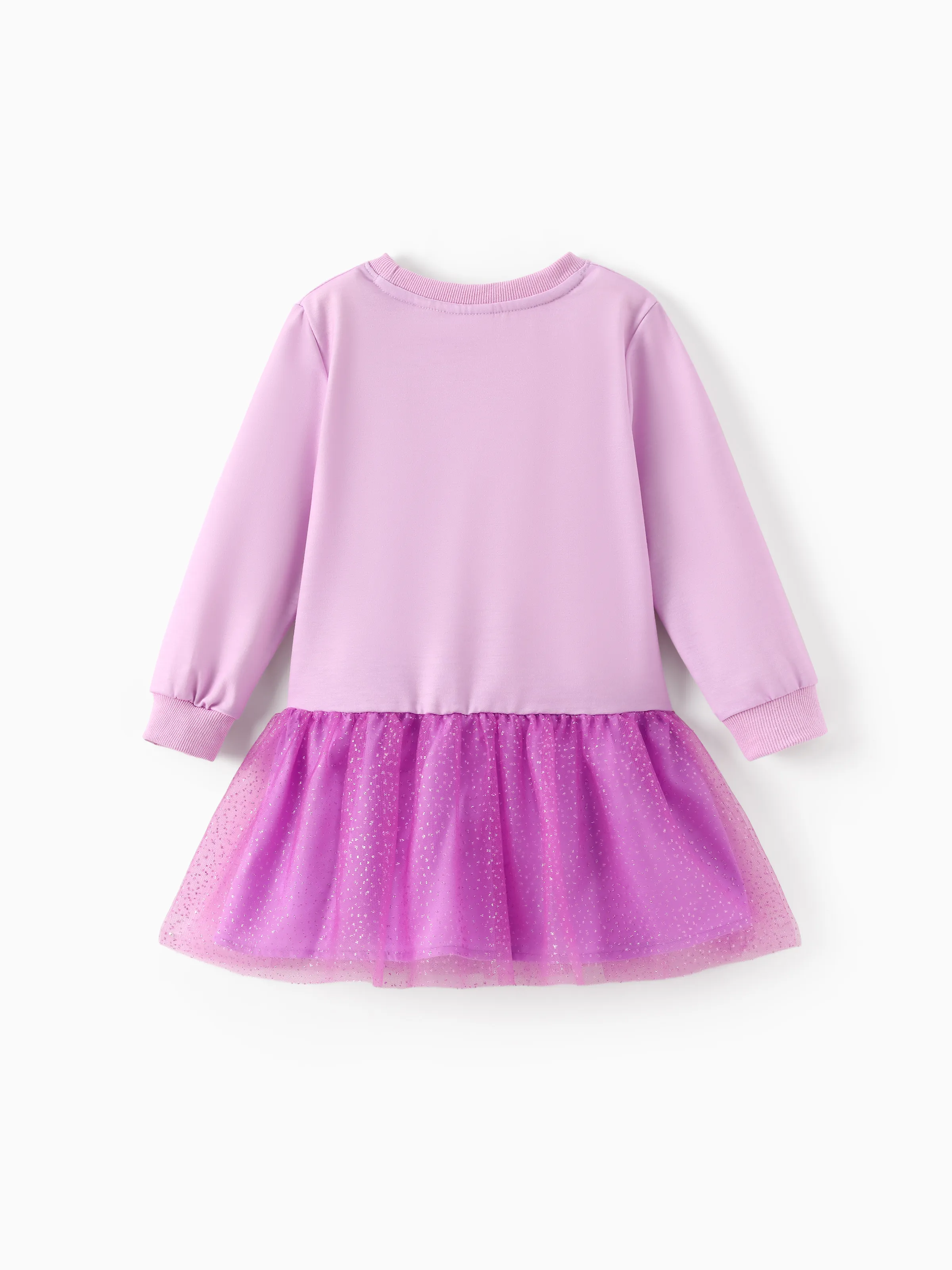 Disney Princess Toddler Girl Rapunzel Long Sleeve Mesh Splice Dress Purple - Image 2
