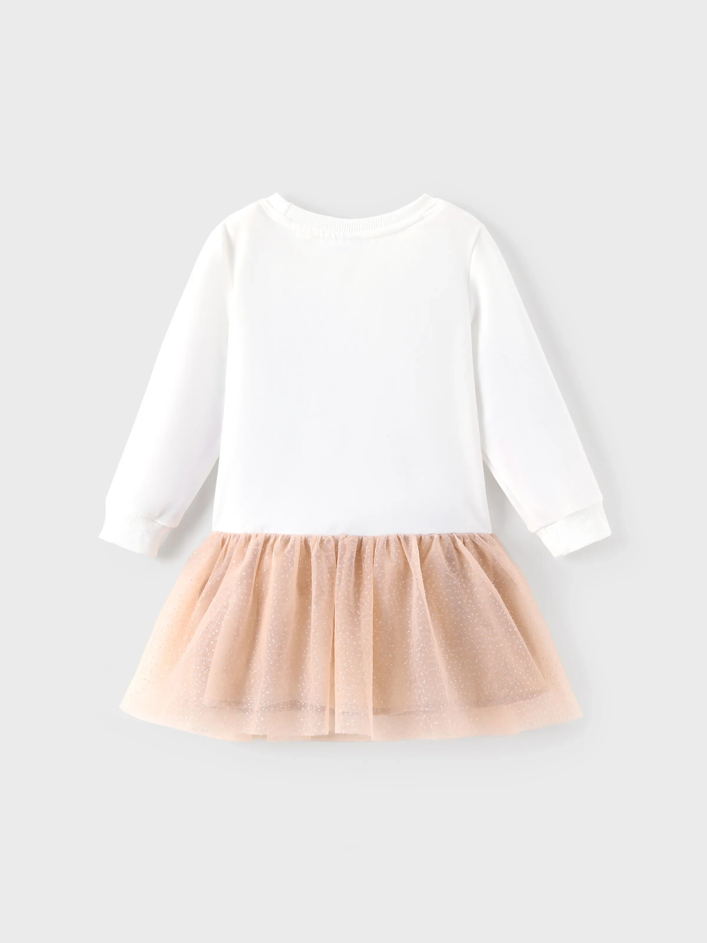 Disney Princess Toddler Girl Moana Long Sleeve Mesh Splice Dress White - Image 3