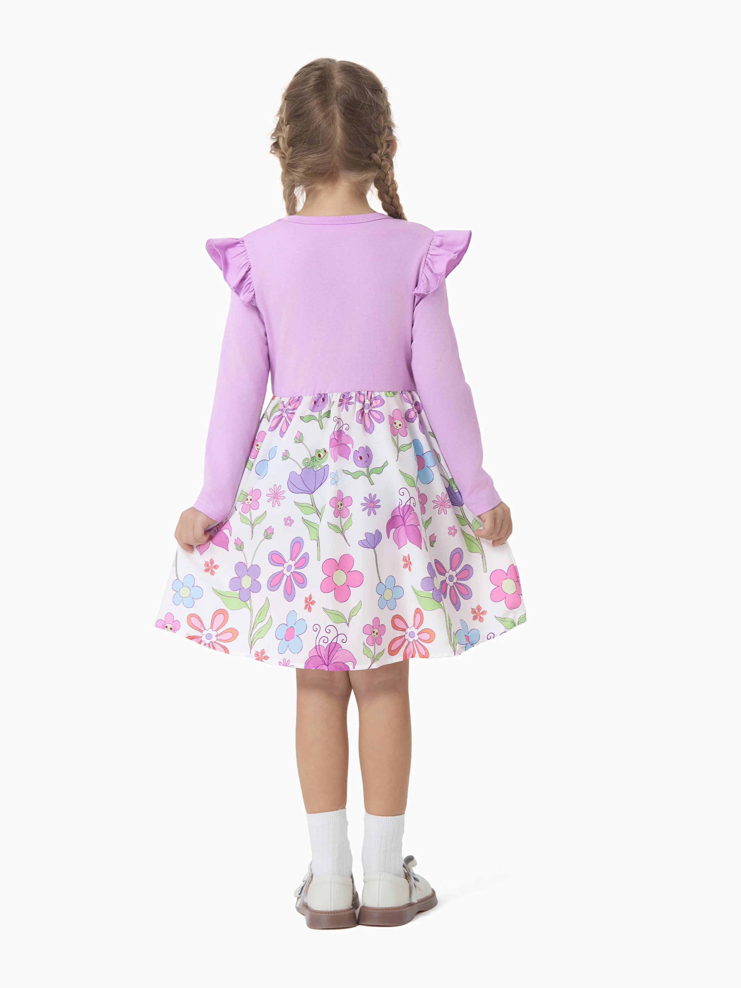 Disney Princess Toddler Girl Rapunzel Childlike Ruffle Flutter-sleeve Dress Light Purple - Image 4
