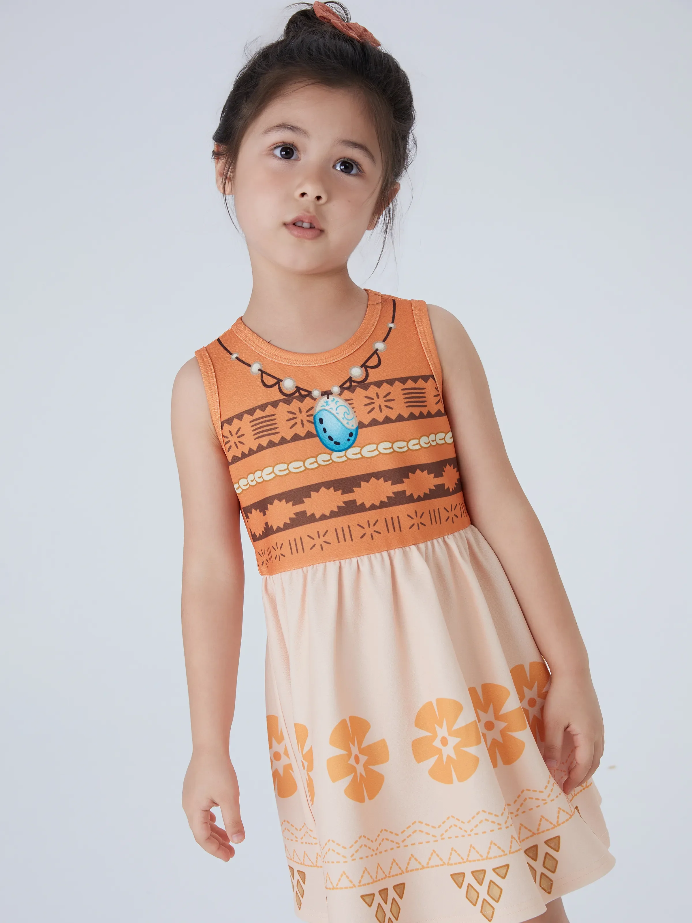 Disney Princess Toddler Girl 2pcs Moana Cosplay Long-sleeve Cardigan And Dresses Set Orange - Image 3