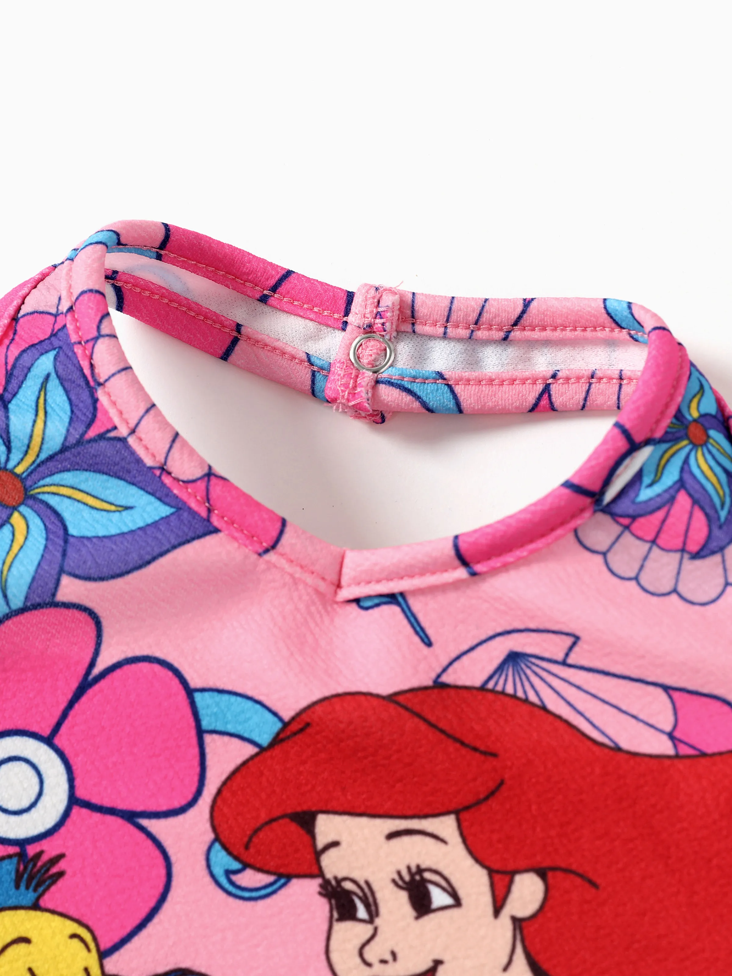 Disney Princess Toddler Girl 2pcs Ariel Print Halter Top with Floral Skirt Sets Pink - Image 4
