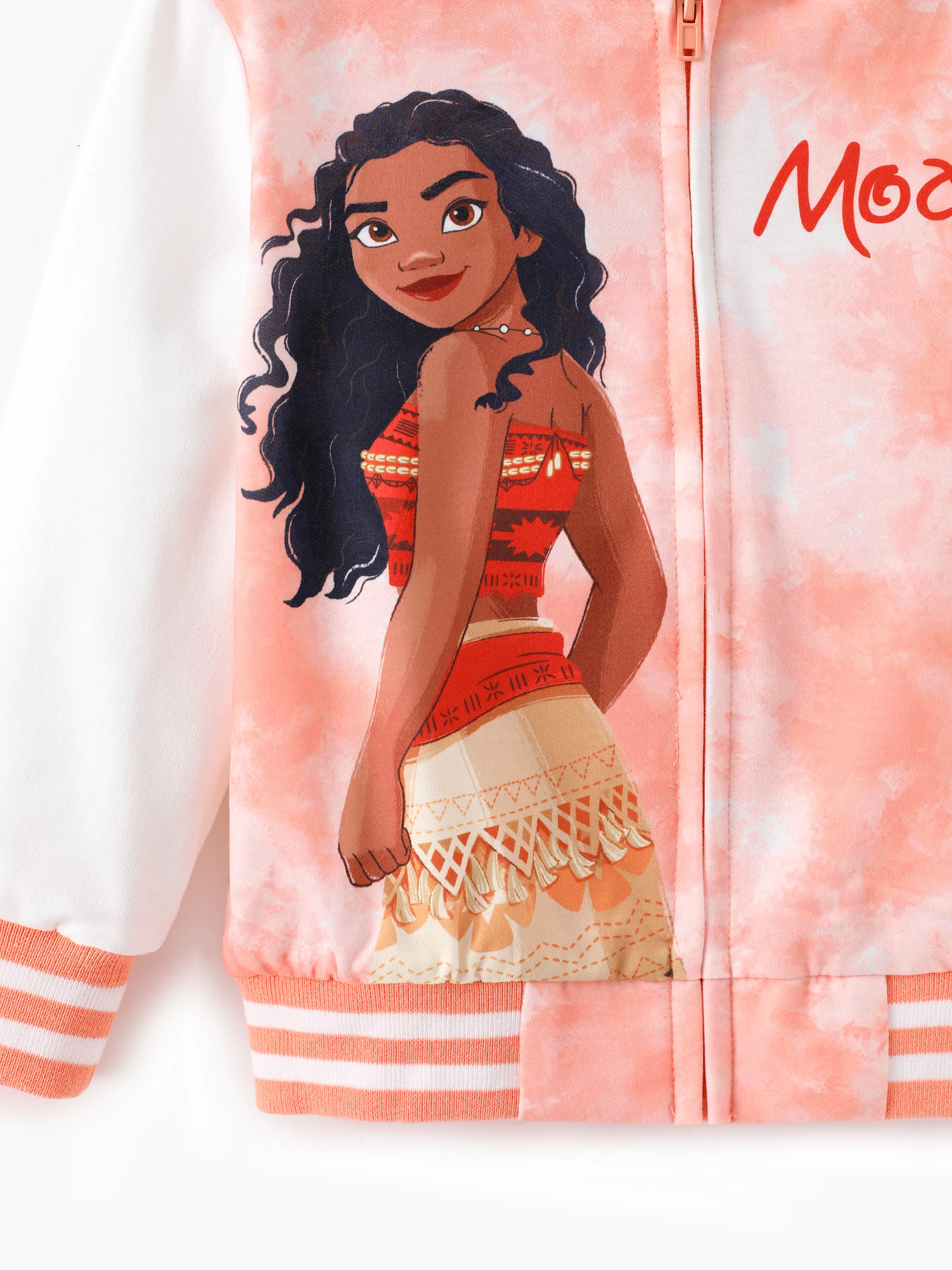 Disney Princess Toddler Girls Moana Tie-die Print Bomber Jacket Orange - Image 5