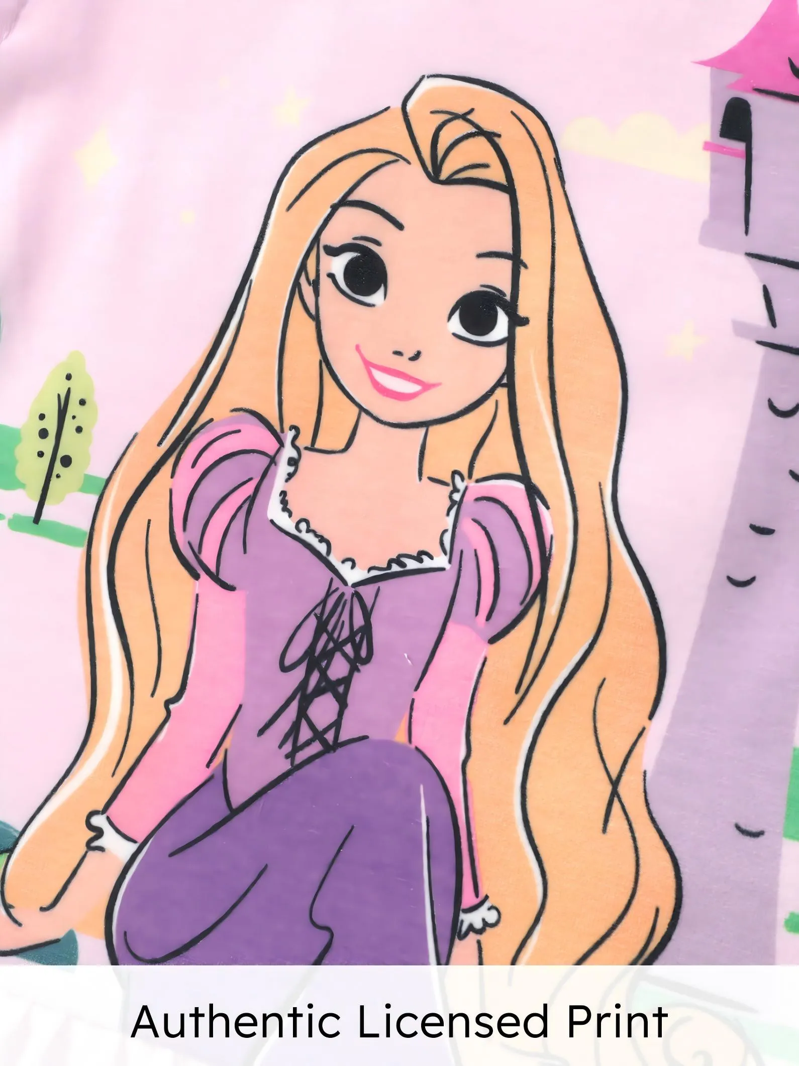 Disney Princess Toddler Girl 2pcs Naia™ Rapunzel Print Ruffled Top with Stripped Leggings Set Pink - Image 2