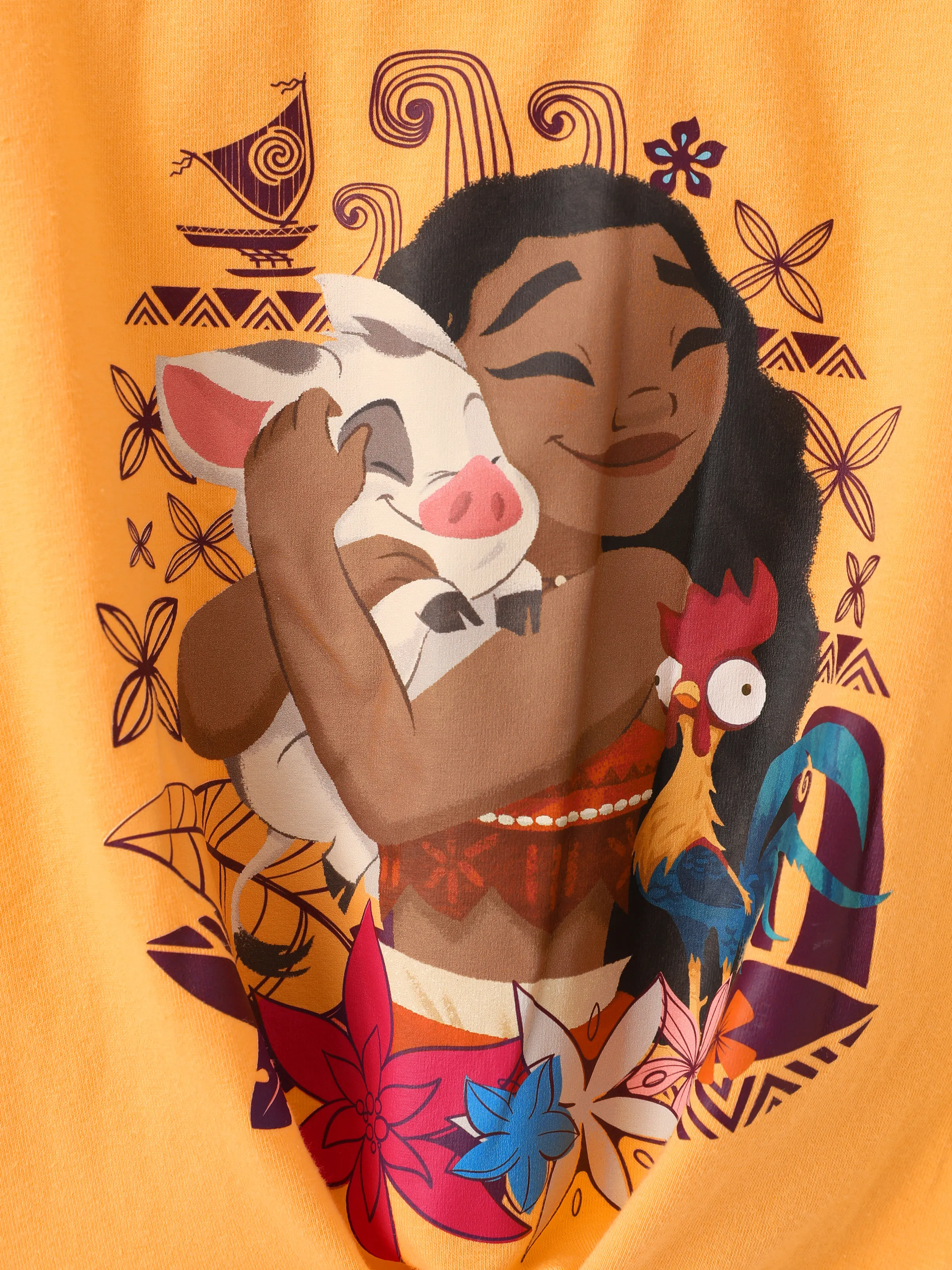 Disney Princess Toddler/ Kid Girl 2pcs Moana Bow Design Long-sleeve Top and Leggings Set Orange - Image 2