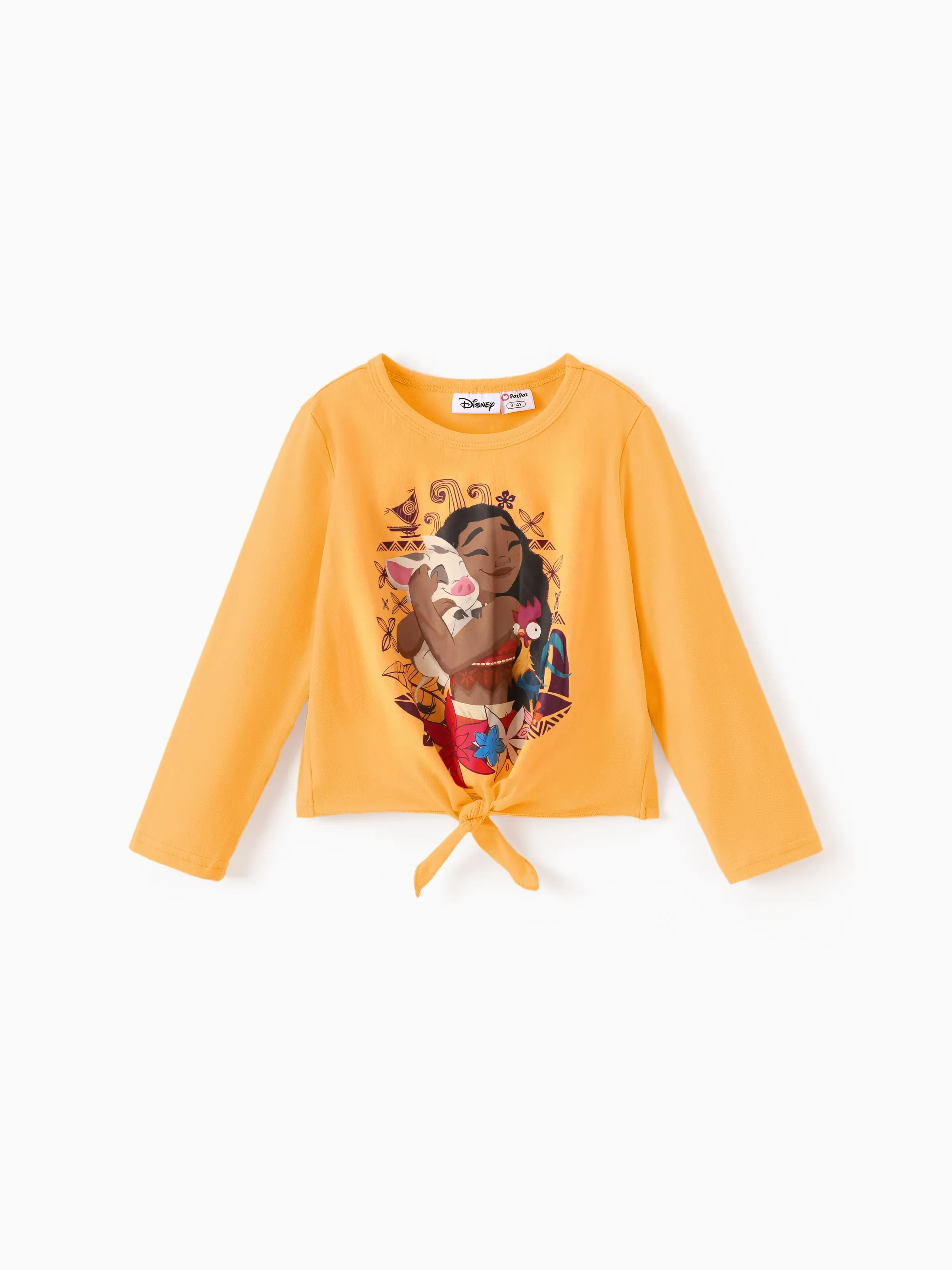 Disney Princess Toddler/ Kid Girl 2pcs Moana Bow Design Long-sleeve Top and Leggings Set Orange - Image 4