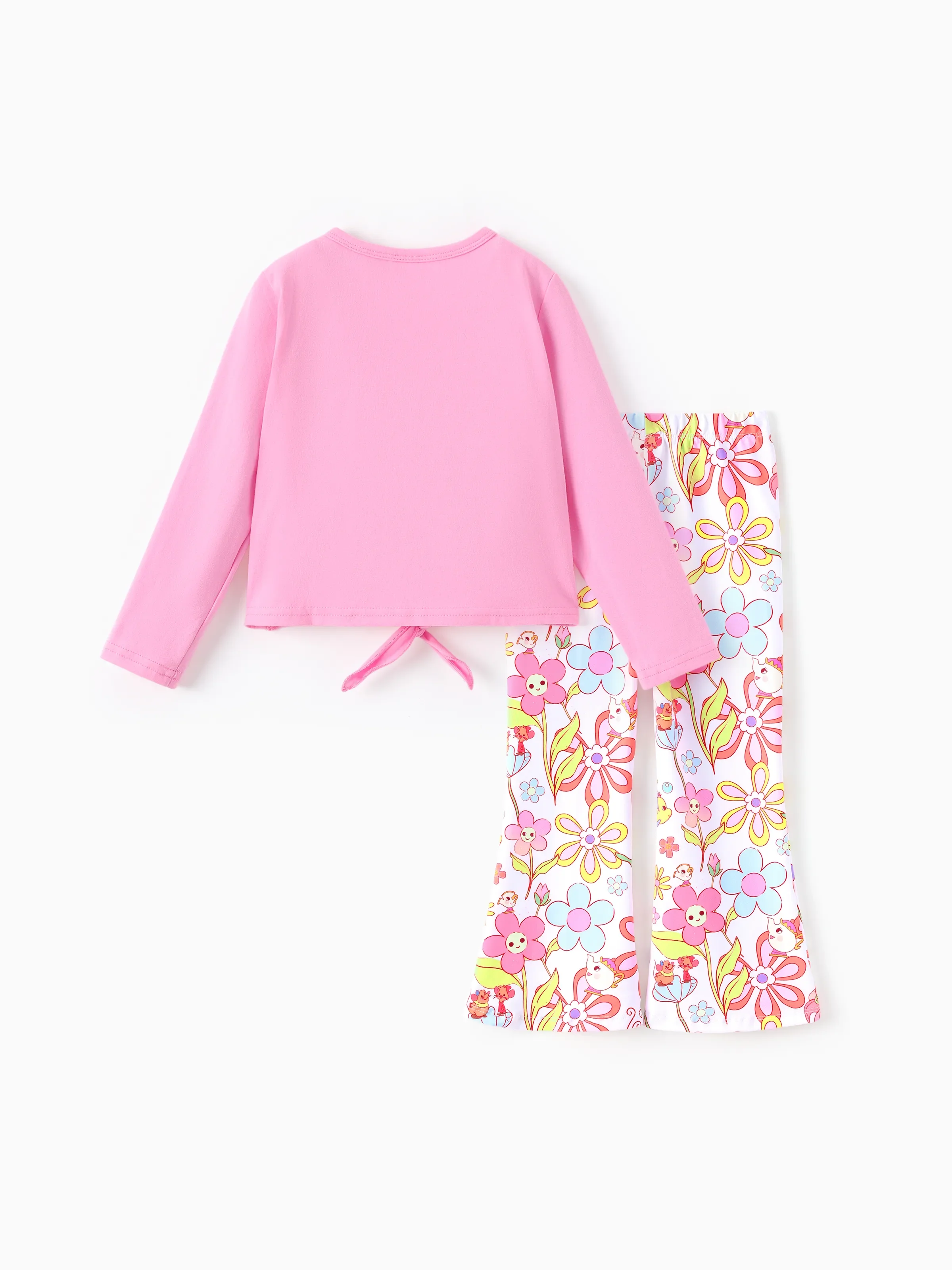 Disney Princess Toddler/ Kid Girl 2pcs Bow Design Long-sleeve Top and Leggings Set Pink - Image 3