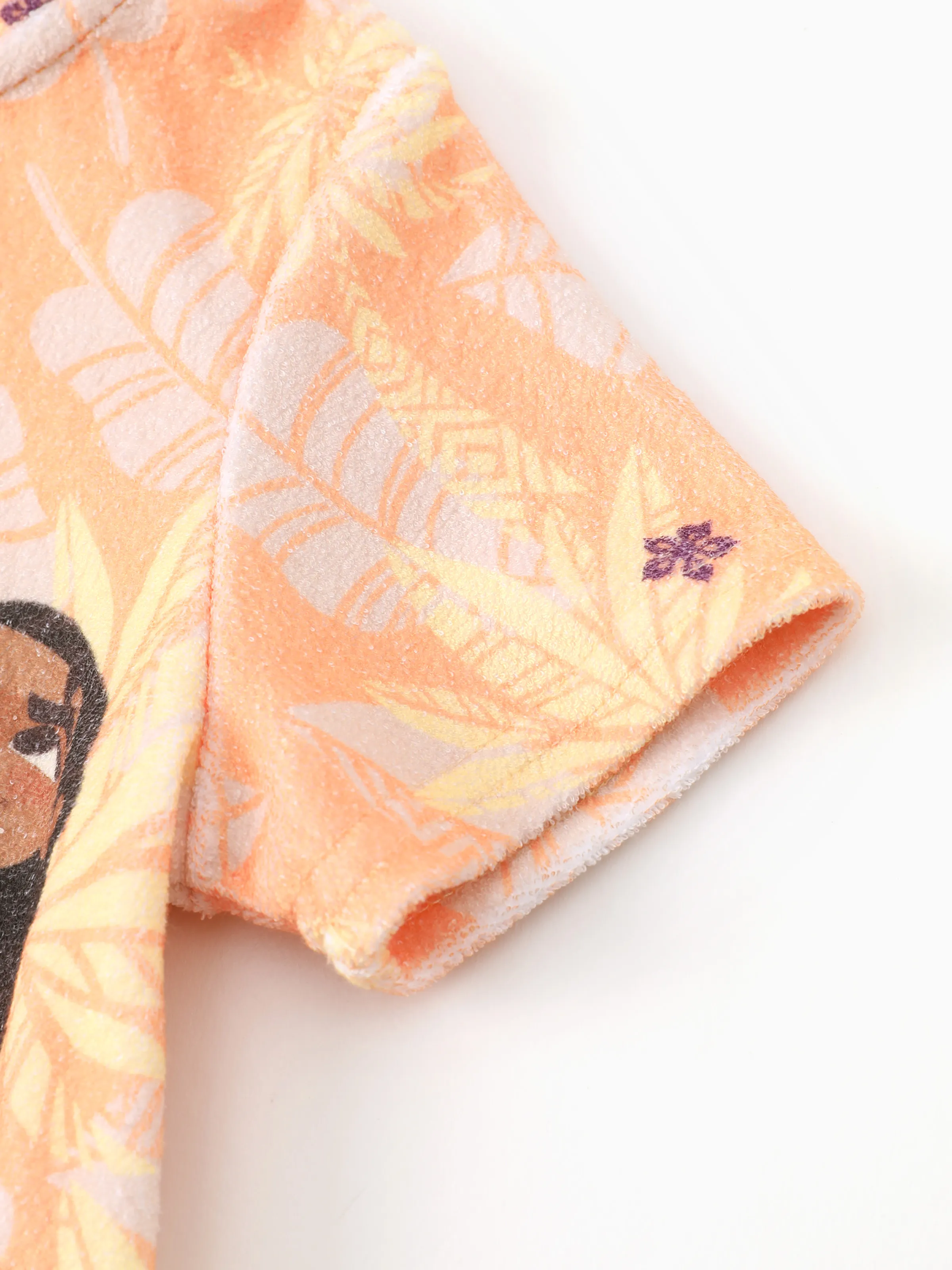 Disney Princess Toddler/Kid Girl Moana Palm Allover Print Hooded Zipper Ruffle-hem Swim Cover-up Orange - Image 5