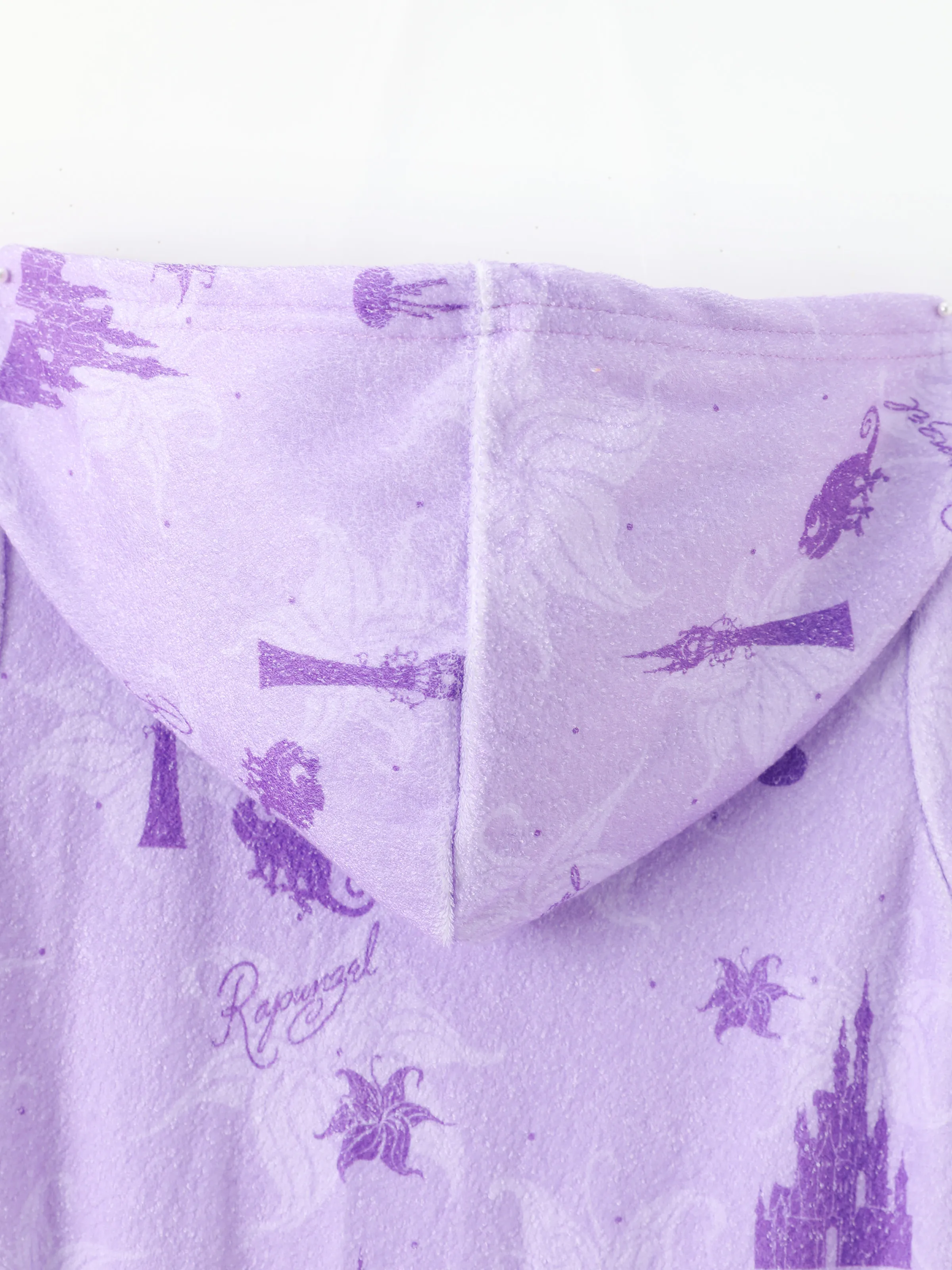 Disney Princess Toddler/Kid Girl Rapunzel Castle Allover Print Hooded Zipper Ruffle-hem Swim Cover-up Purple - Image 7
