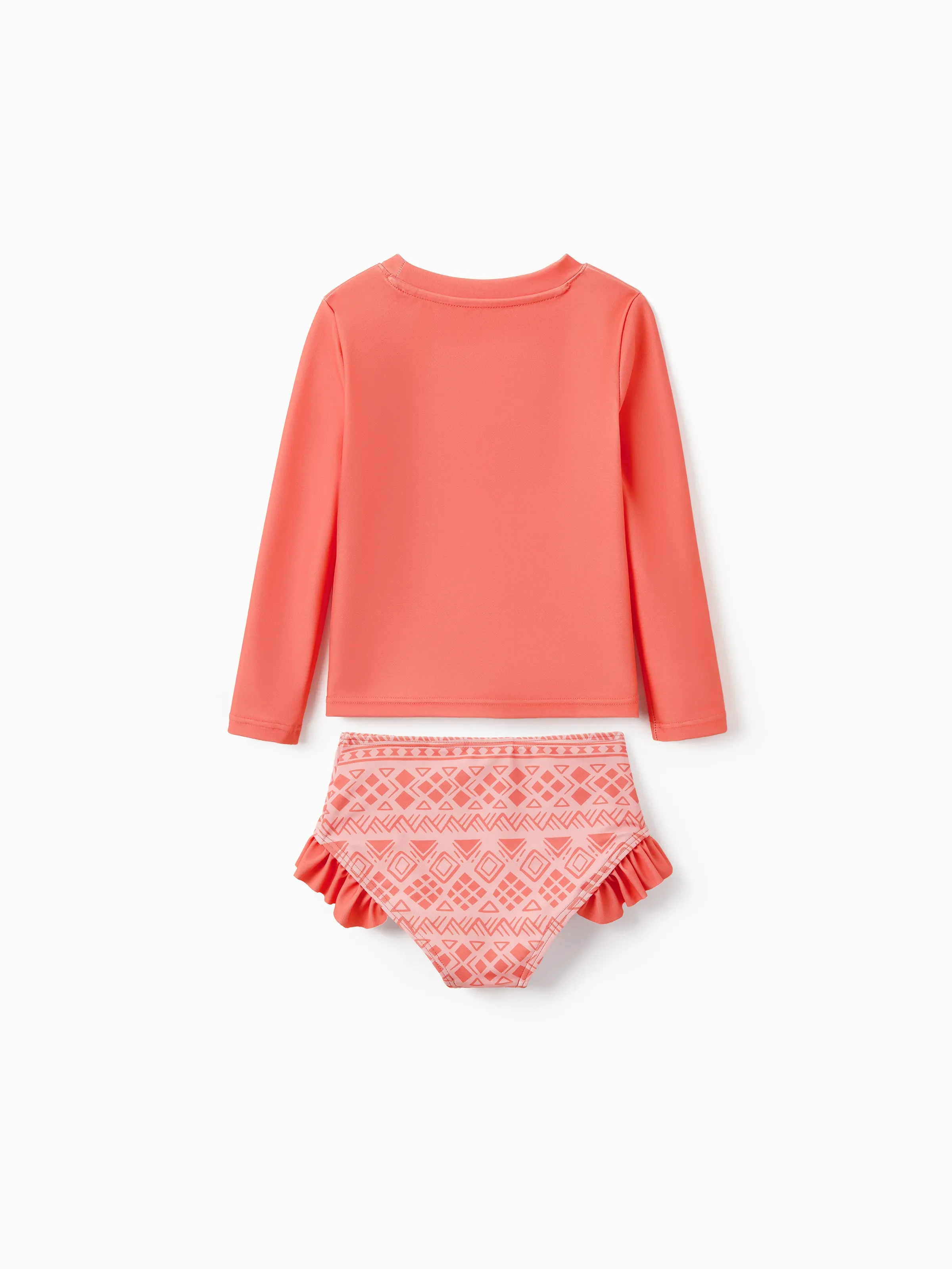 Disney Princess Toddler/Kid Girl 2pcs Moana UPF50+ Ruffled Long-sleeve Swimsuit Orange Red - Image 3