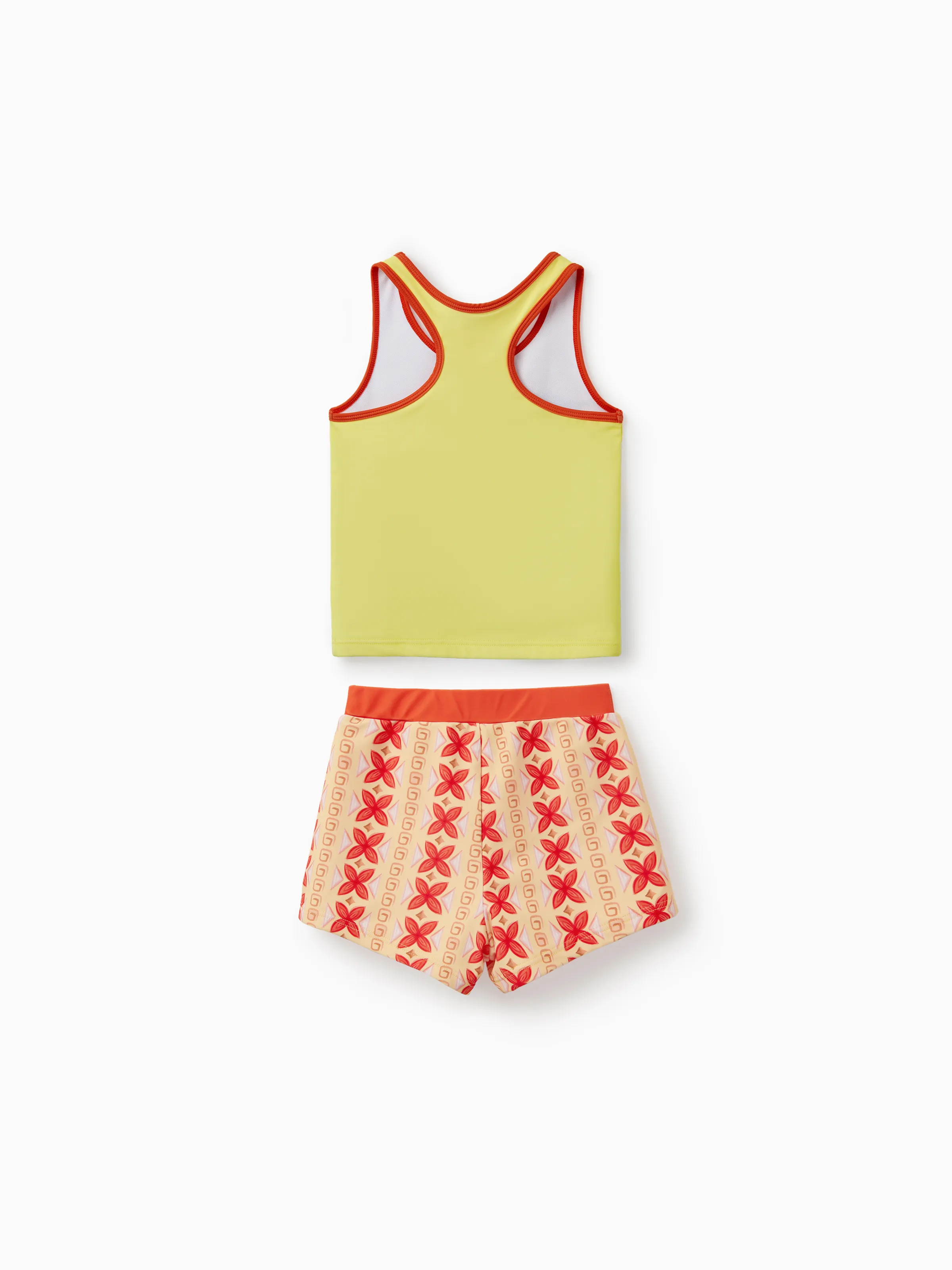 Disney Princess Toddler/Kid Girl 2pcs Moana UPF50+ Floral Print Top and Trunks Swimsuit Set Orange - Image 3
