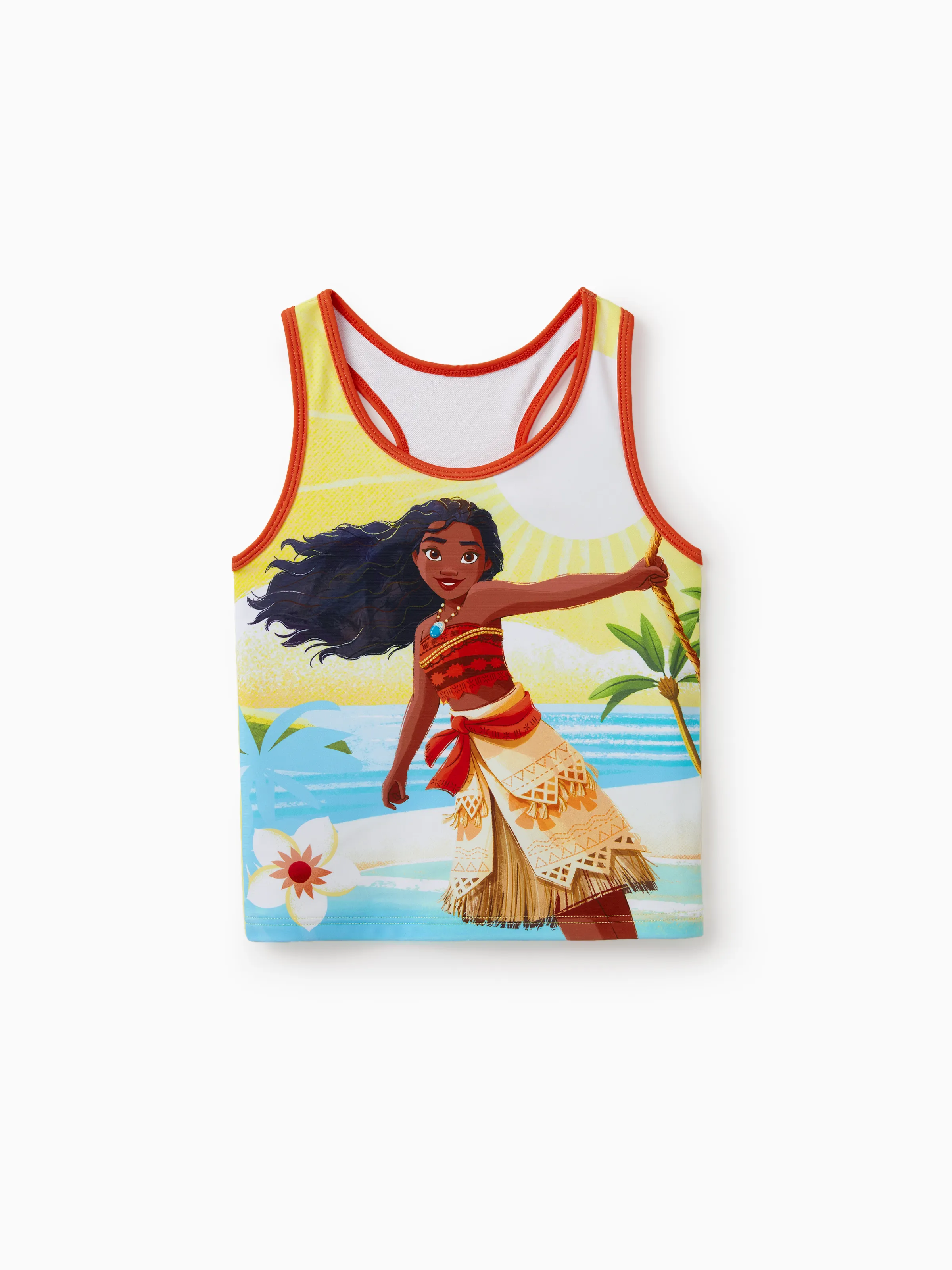 Disney Princess Toddler/Kid Girl 2pcs Moana UPF50+ Floral Print Top and Trunks Swimsuit Set Orange - Image 4