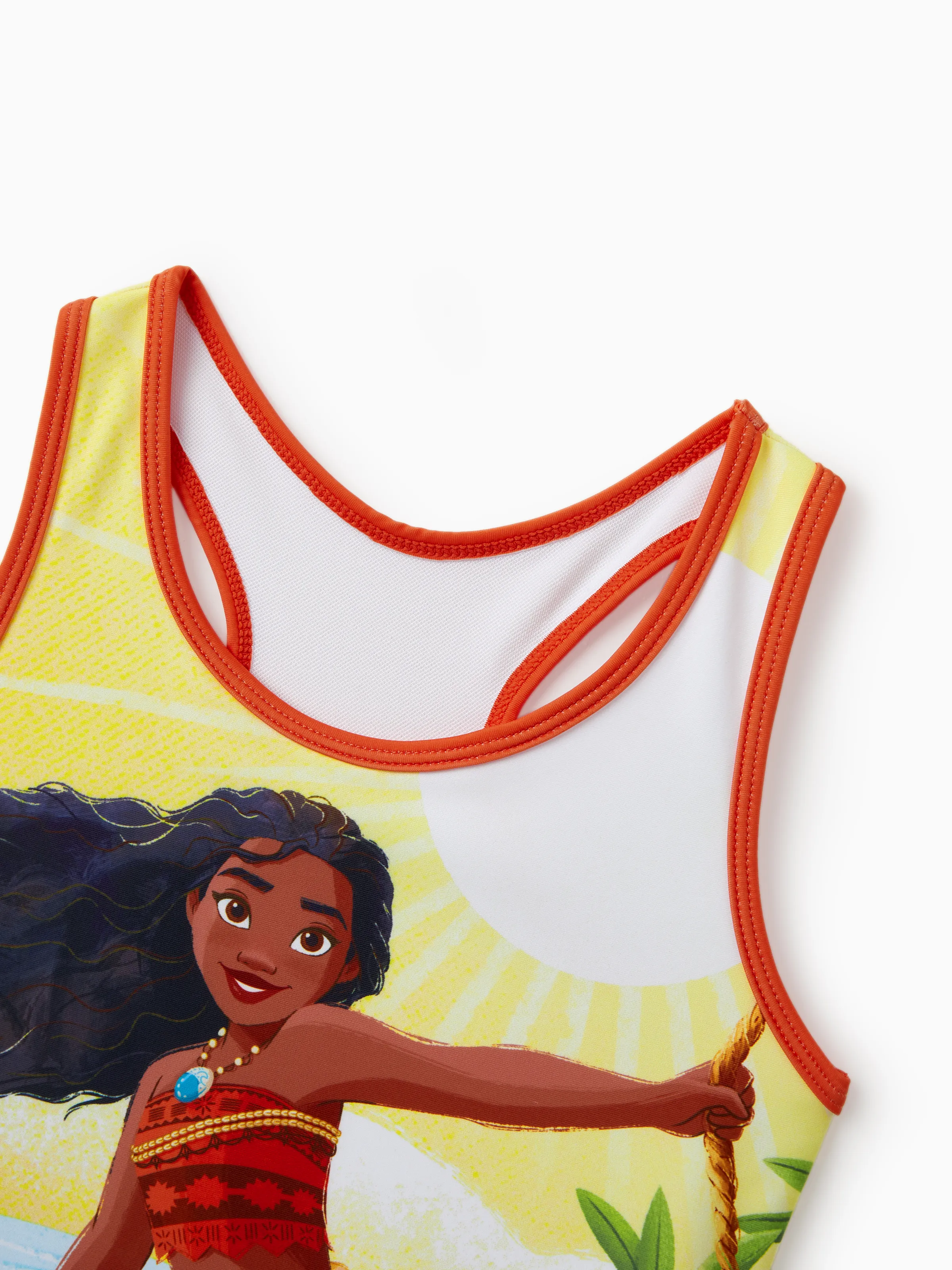 Disney Princess Toddler/Kid Girl 2pcs Moana UPF50+ Floral Print Top and Trunks Swimsuit Set Orange - Image 6