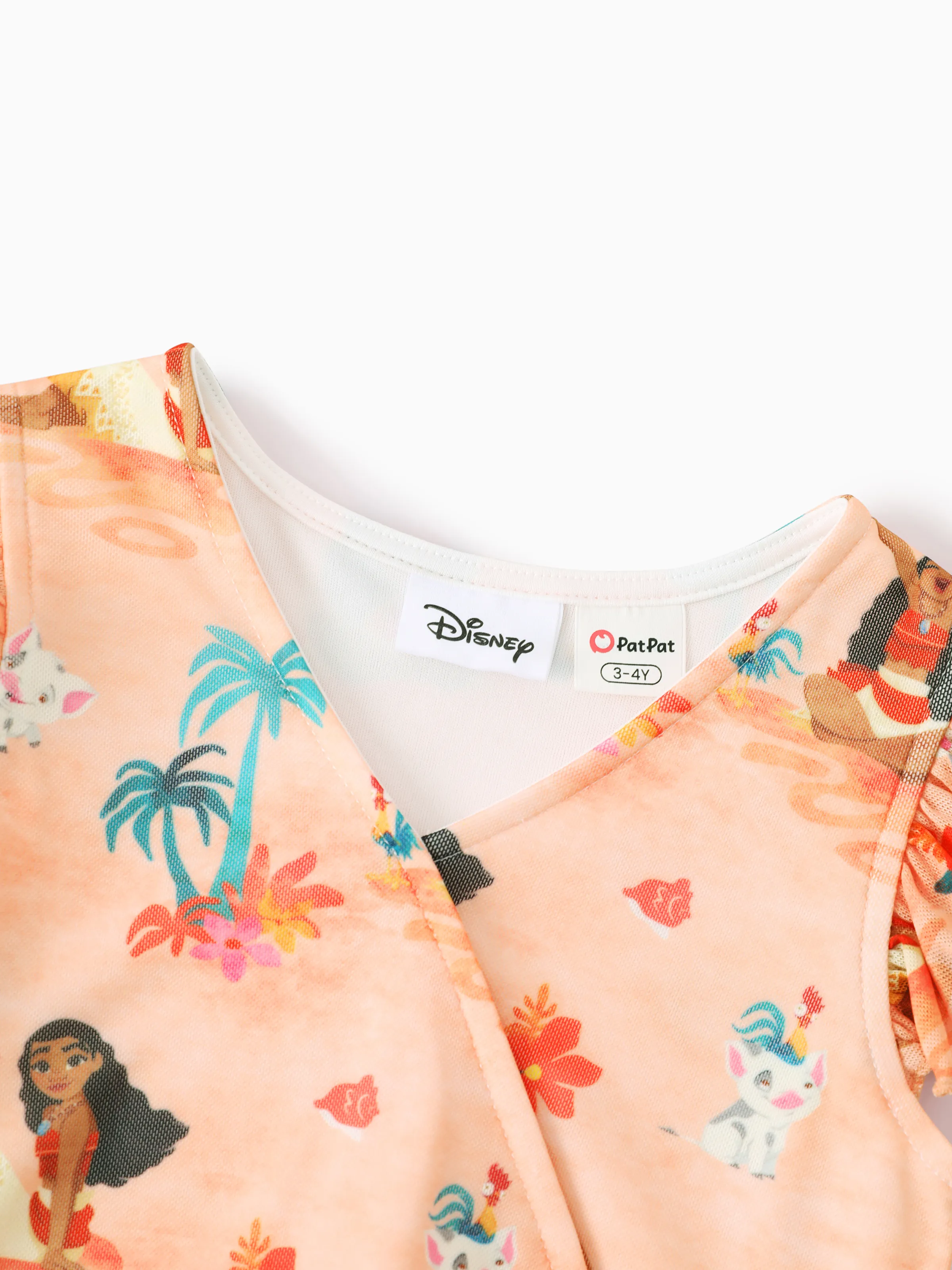 Disney Princess Toddler/Kid Girl Moana Tropical Floral V-neck Dress Orange - Image 4