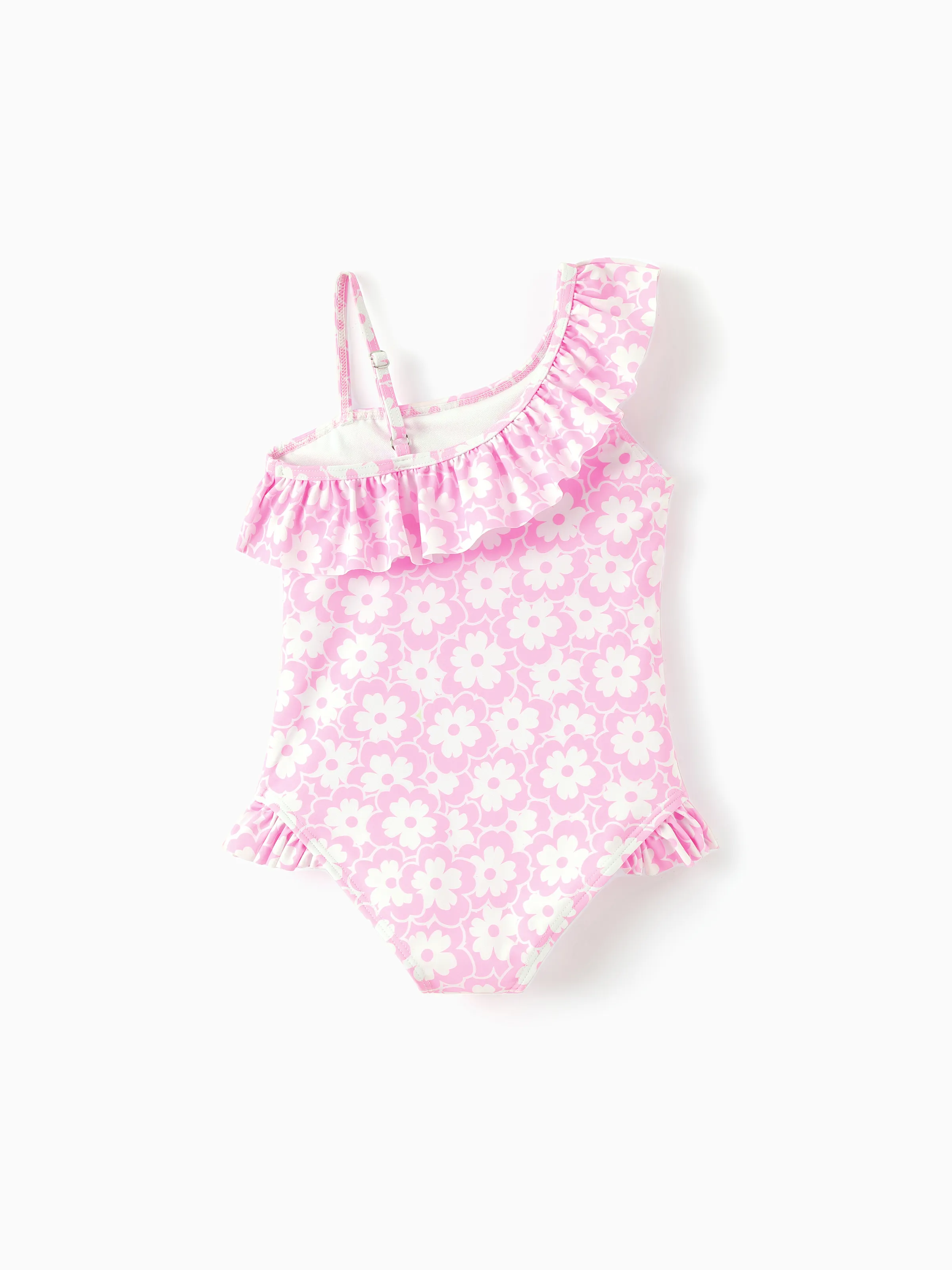Disney Princess Toddler/Kid Girl Snow White/Cinderella/Aurora/Belle/Jasmine/ UPF50+ Ruffled One-shoulder Swimsuit Pink - Image 3