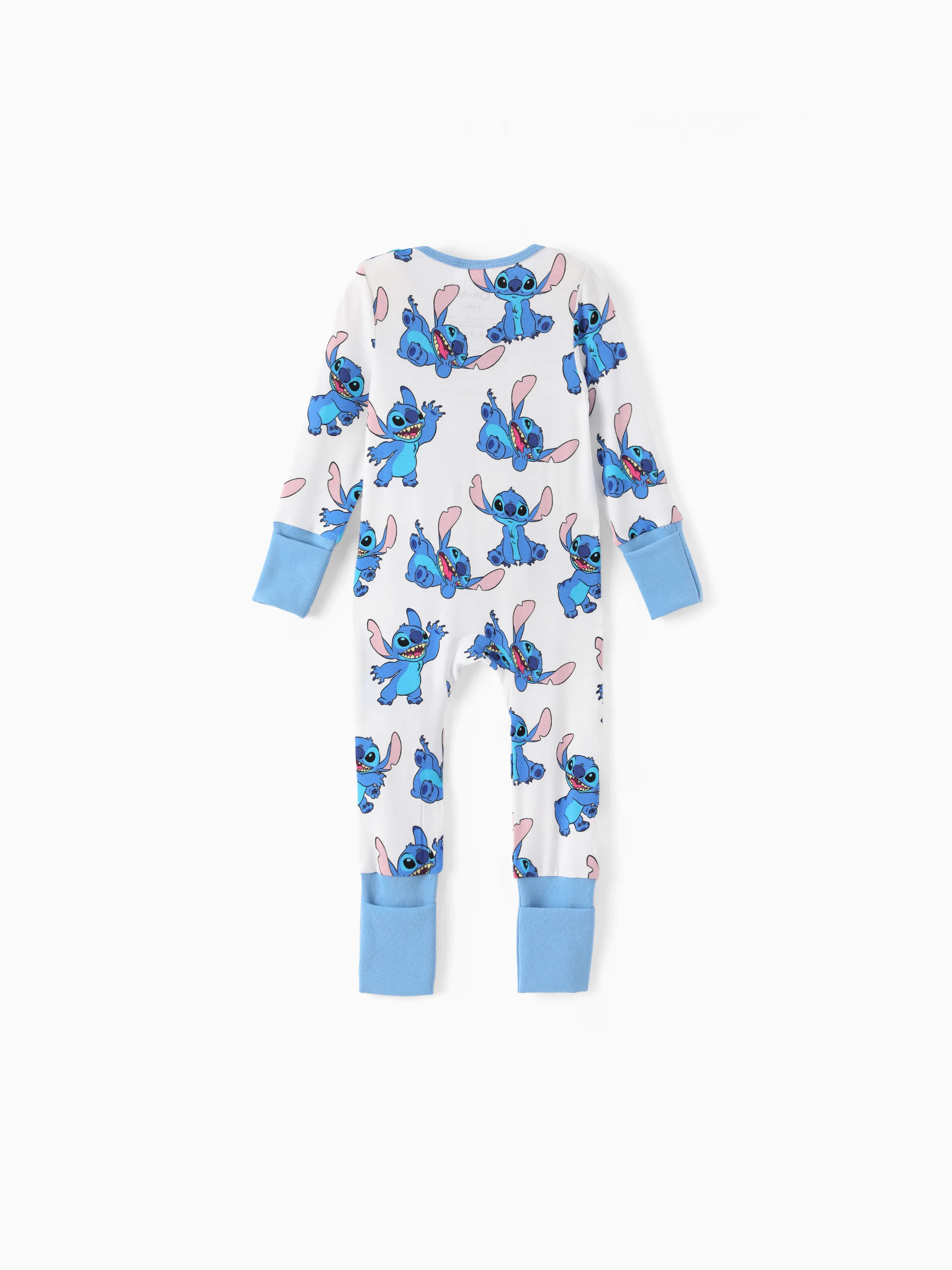 Disney Stitch Bamboo Baby Boy/Girl 2-Way Zip Onesies Anti Slip Long-sleeve Footie Blue - Image 6