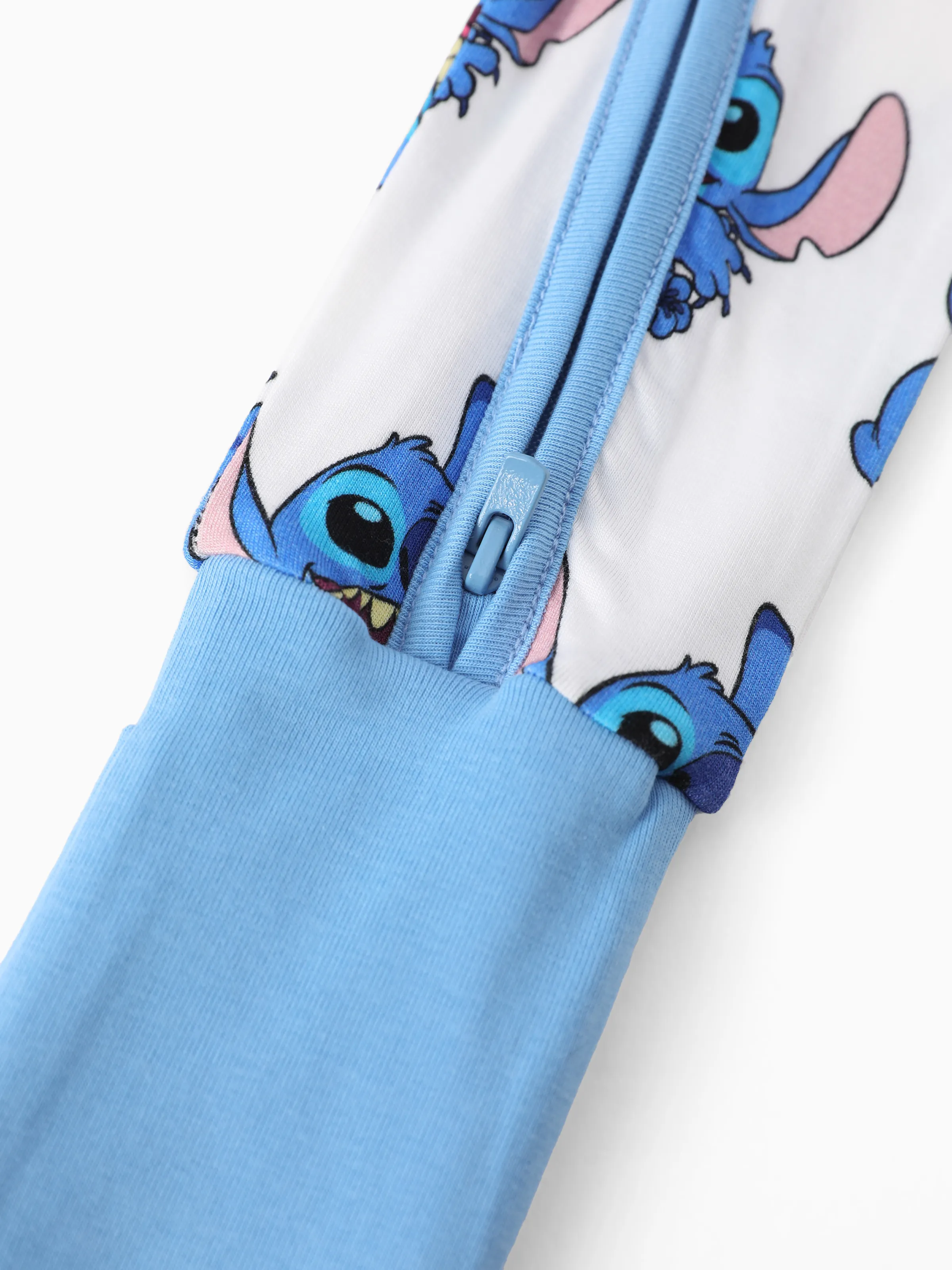 Disney Stitch Bamboo Baby Boy/Girl 2-Way Zip Onesies Anti Slip Long-sleeve Footie Blue - Image 7