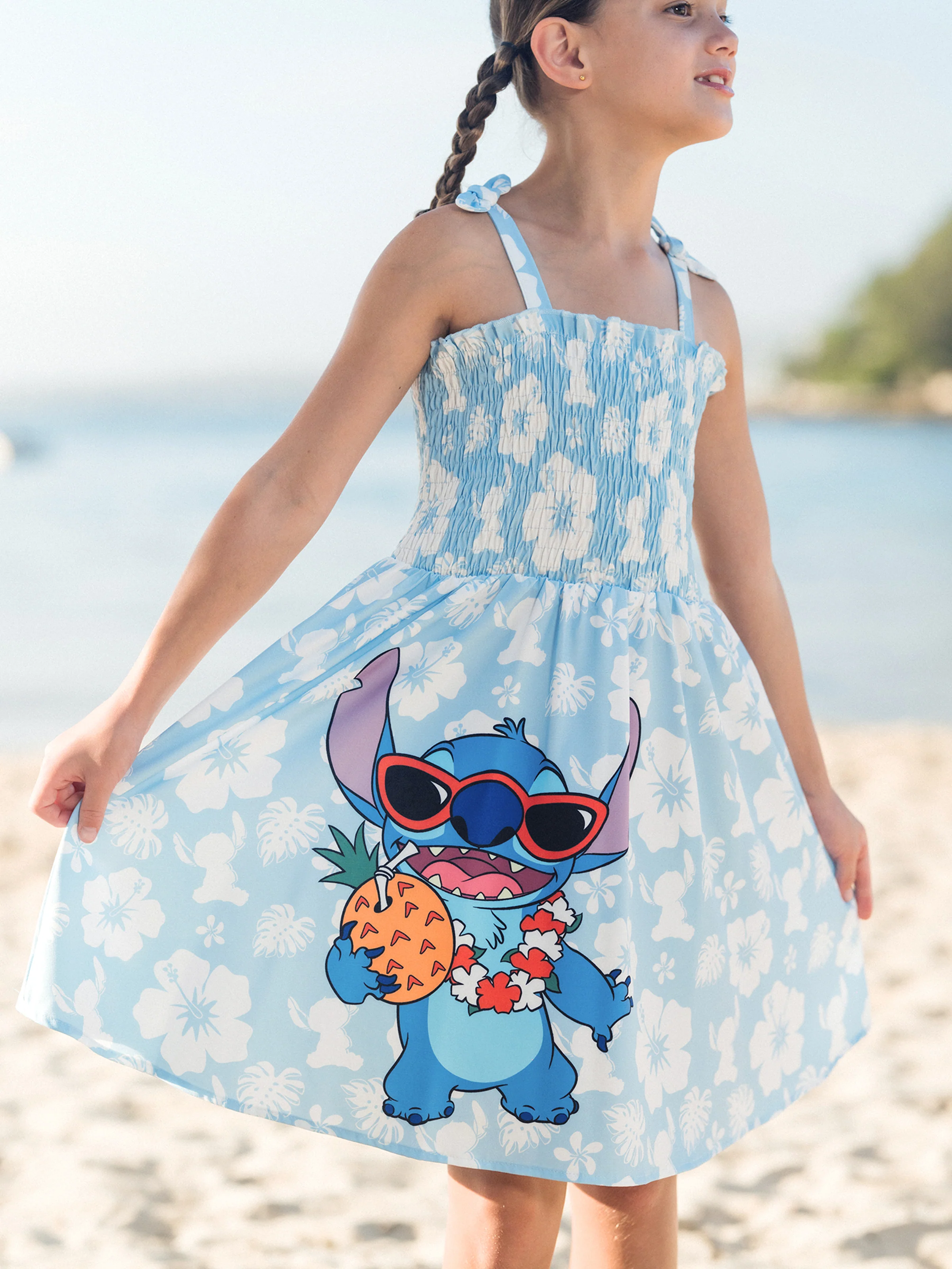 Disney Stitch Mommy & me Tropical Floral Jumpsuit/ Dress/ Shirt Light Blue - Image 10