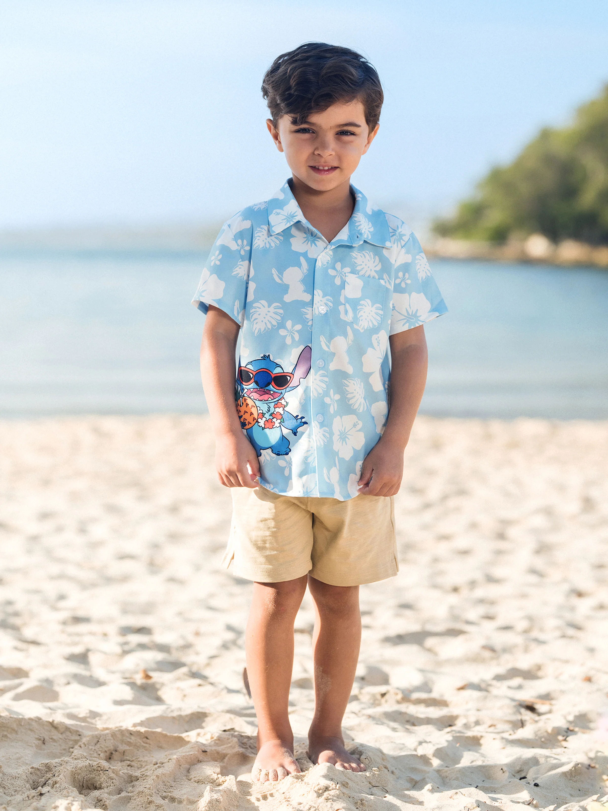 Disney Stitch Daddy & Son Tropical Floral Jumpsuit/ Dress/ Shirt Light Blue - Image 11