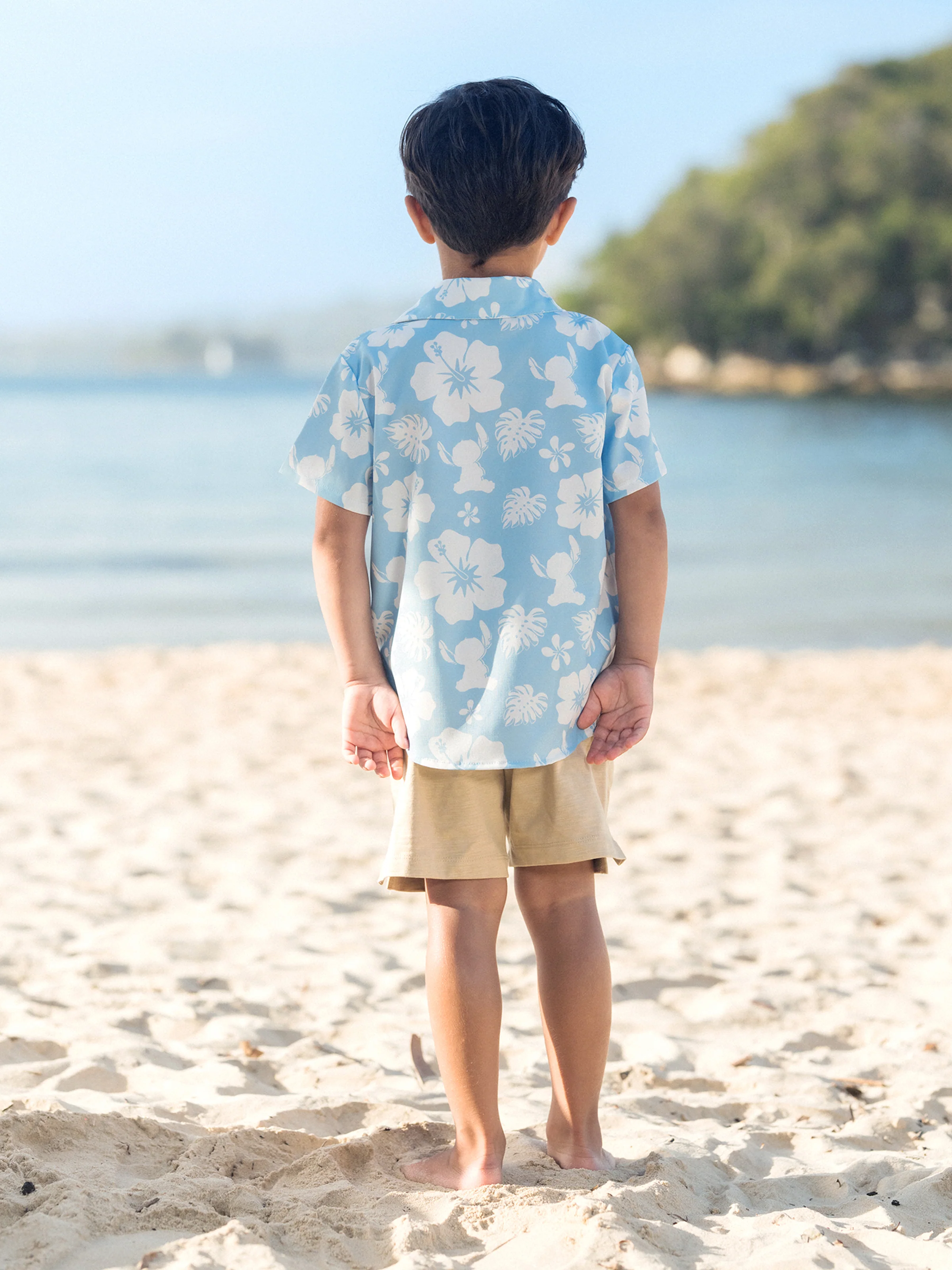 Disney Stitch Daddy & Son Tropical Floral Jumpsuit/ Dress/ Shirt Light Blue - Image 12