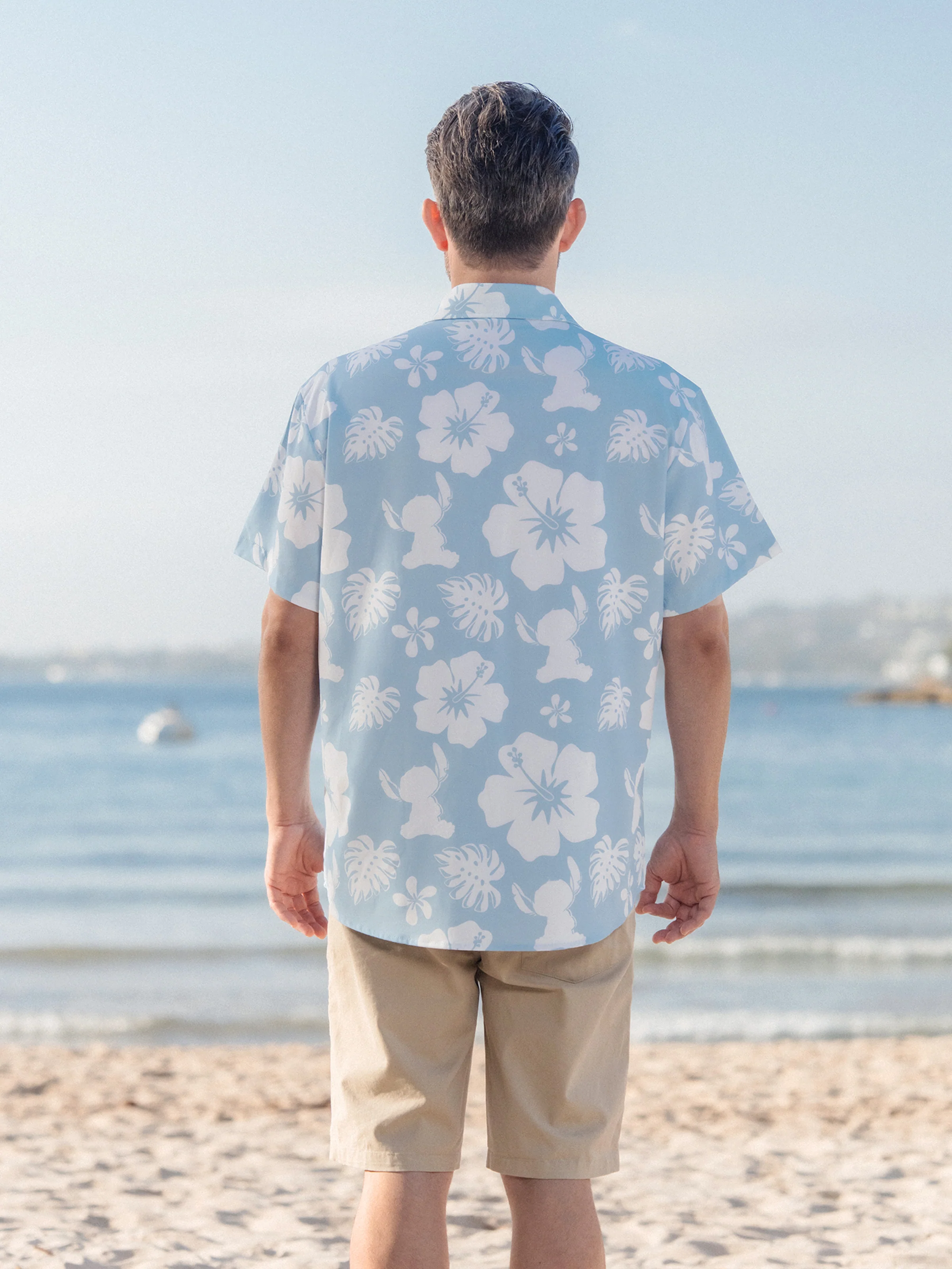 Disney Stitch Daddy & Son Tropical Floral Jumpsuit/ Dress/ Shirt Light Blue - Image 5