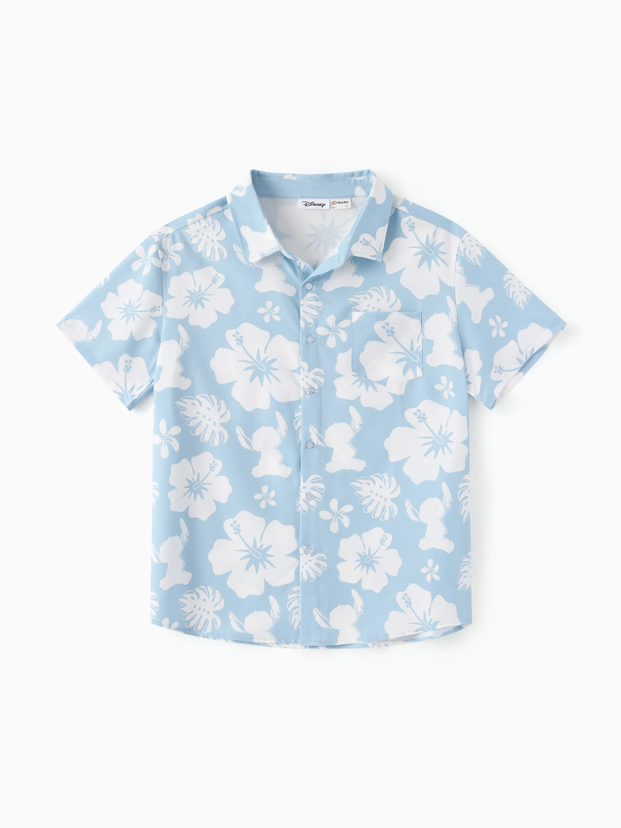 Disney Stitch Daddy & Son Tropical Floral Jumpsuit/ Dress/ Shirt Light Blue - Image 6