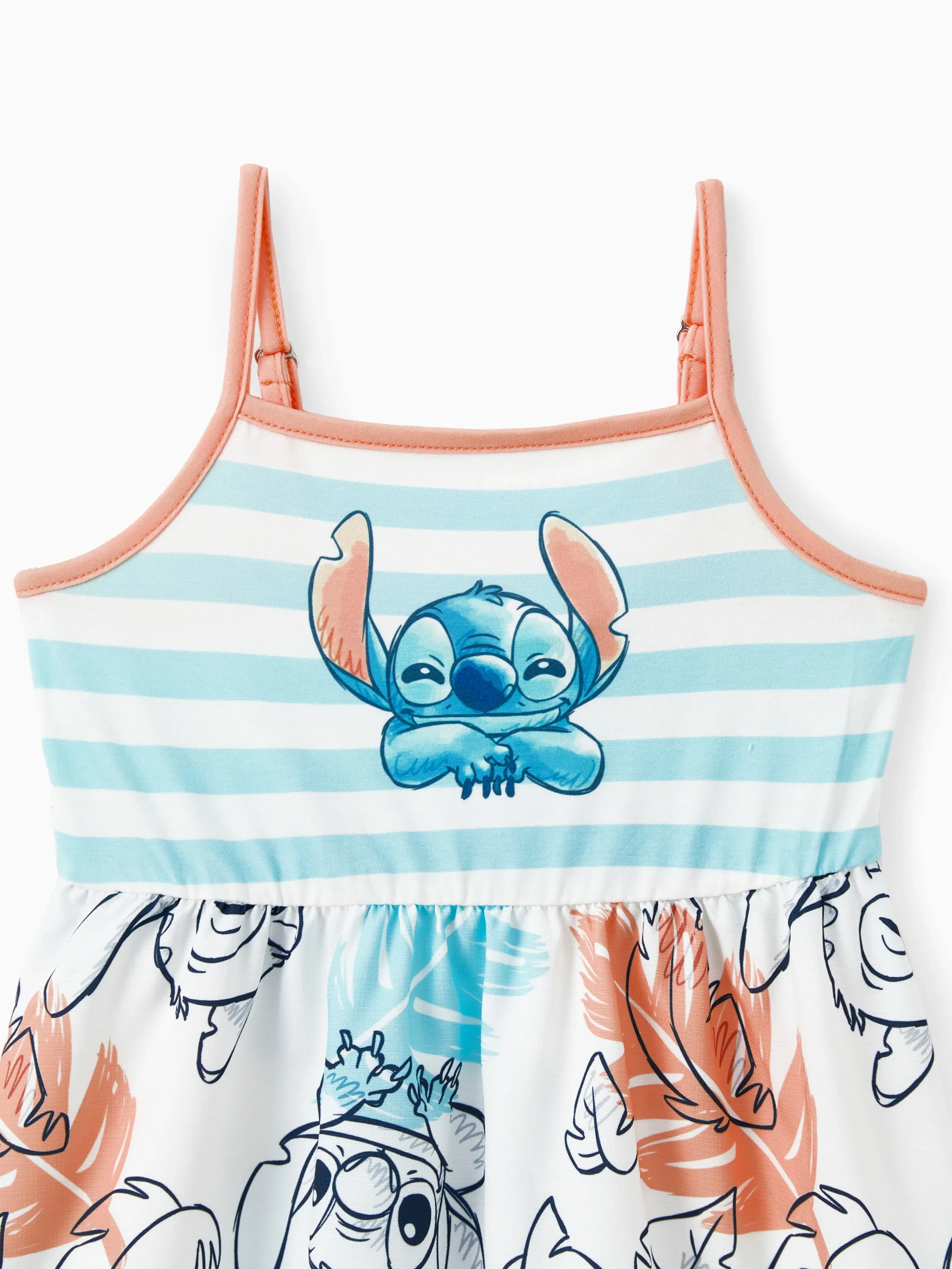 Disney Stitch Family Matching Tropical Flower Gradient Print T-shirt/Sleevelss Dress Multicolor - Image 11