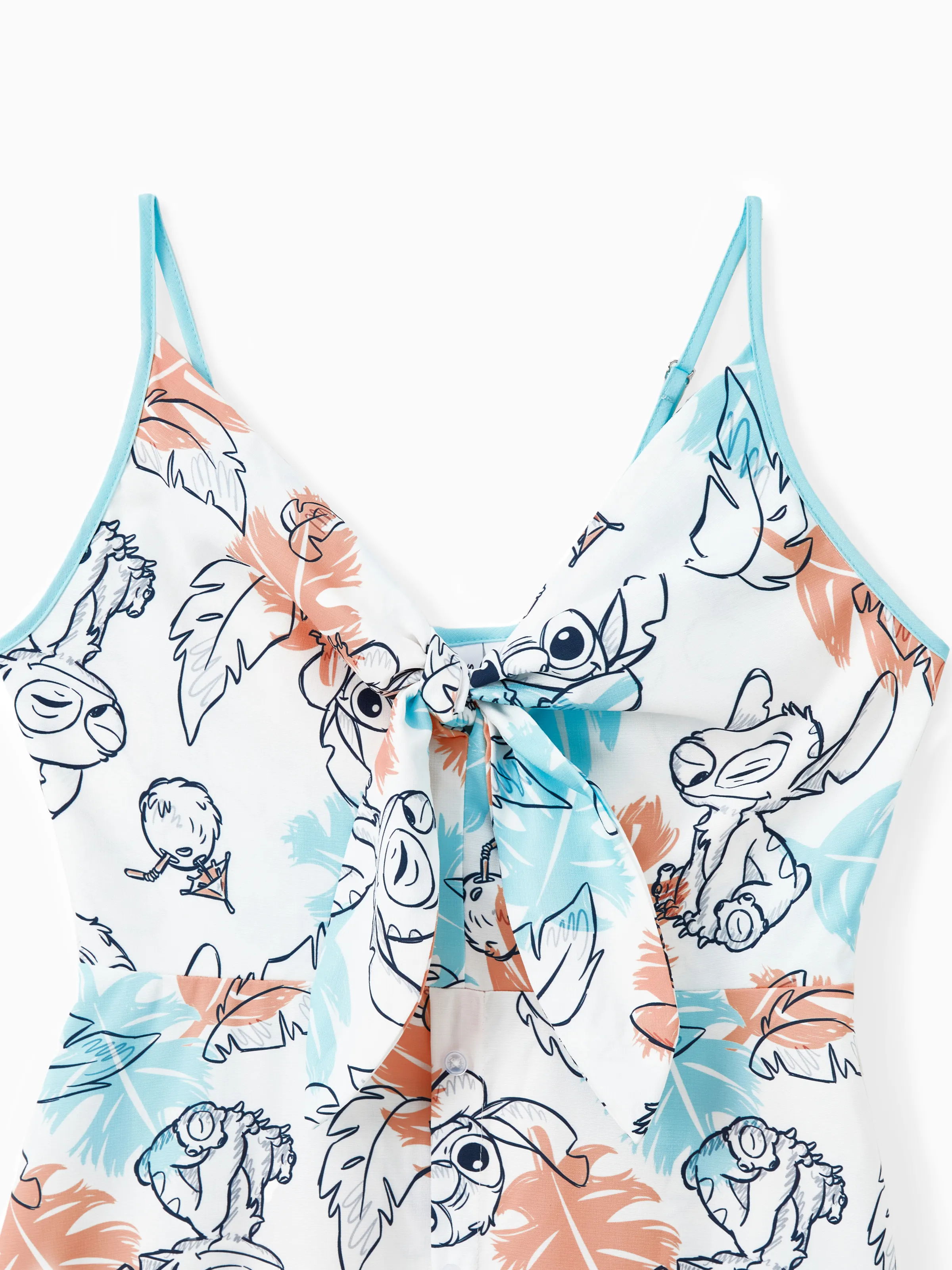 Disney Stitch Family Matching Tropical Flower Gradient Print T-shirt/Sleevelss Dress Multicolor - Image 4