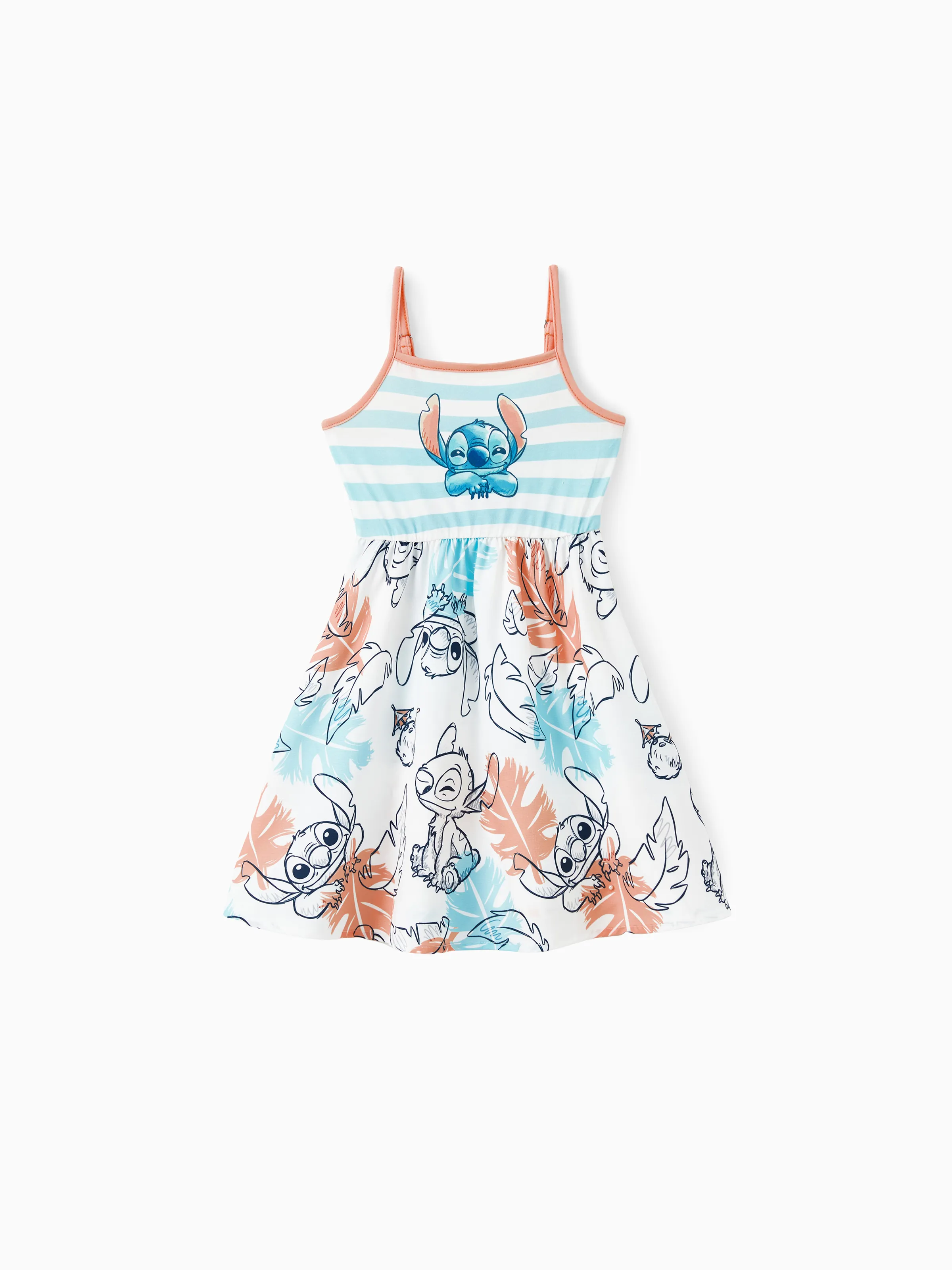 Disney Stitch Family Matching Tropical Flower Gradient Print T-shirt/Sleevelss Dress Multicolor - Image 7