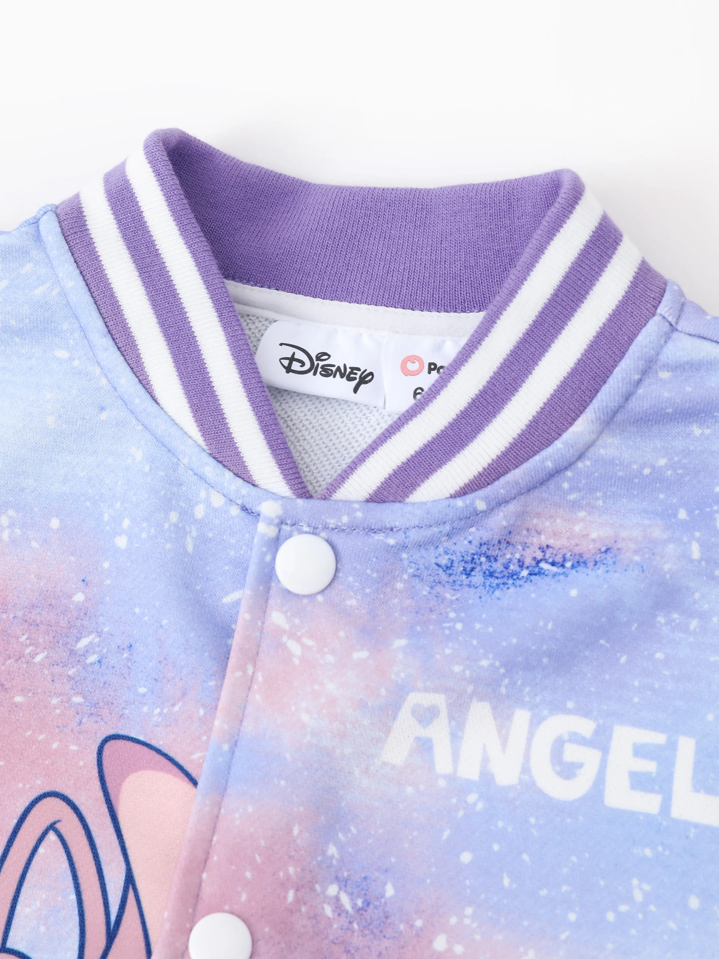Disney Stitch Kid Girl 1pc Tye-die Print Bomber Jacket Purple - Image 4