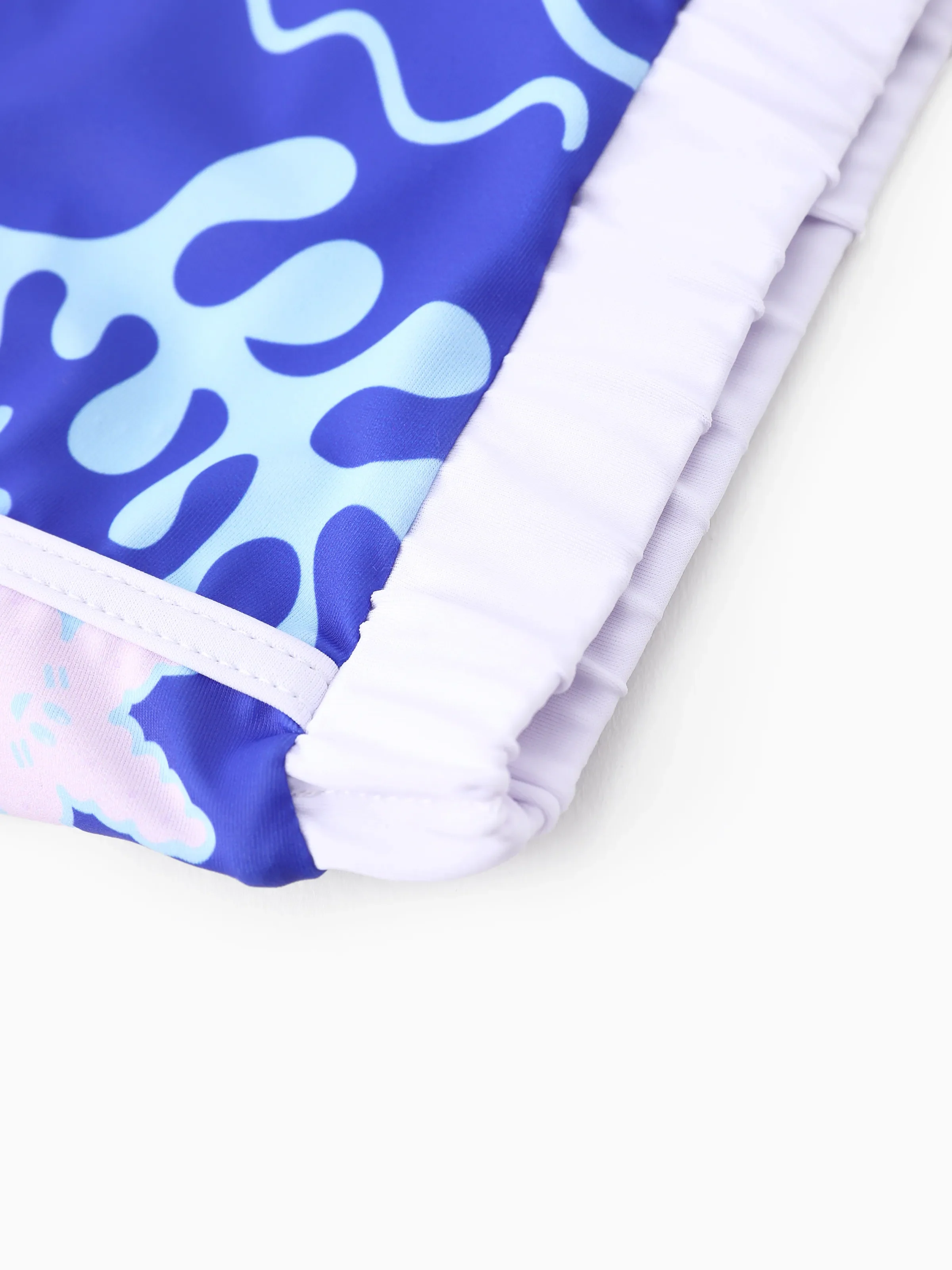 Disney Stitch Kid Girl 2pcs Character Tropical Floral Colorblock Print Short-sleeve Tops and Trunks UPF 50+ Swimsuit Set Purple - Image 11