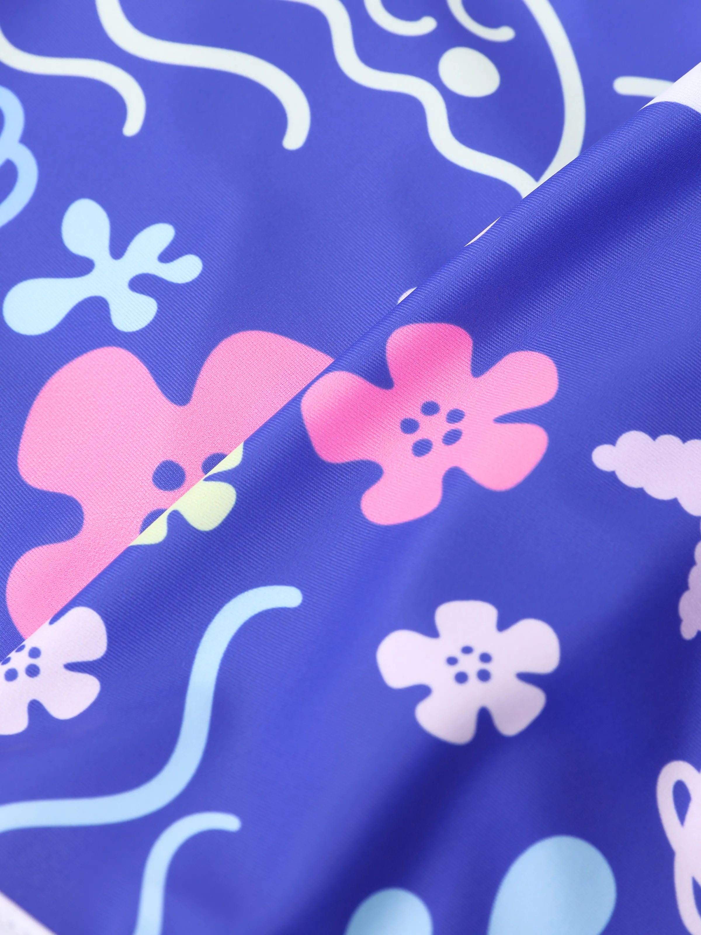 Disney Stitch Kid Girl 2pcs Character Tropical Floral Colorblock Print Short-sleeve Tops and Trunks UPF 50+ Swimsuit Set Purple - Image 13