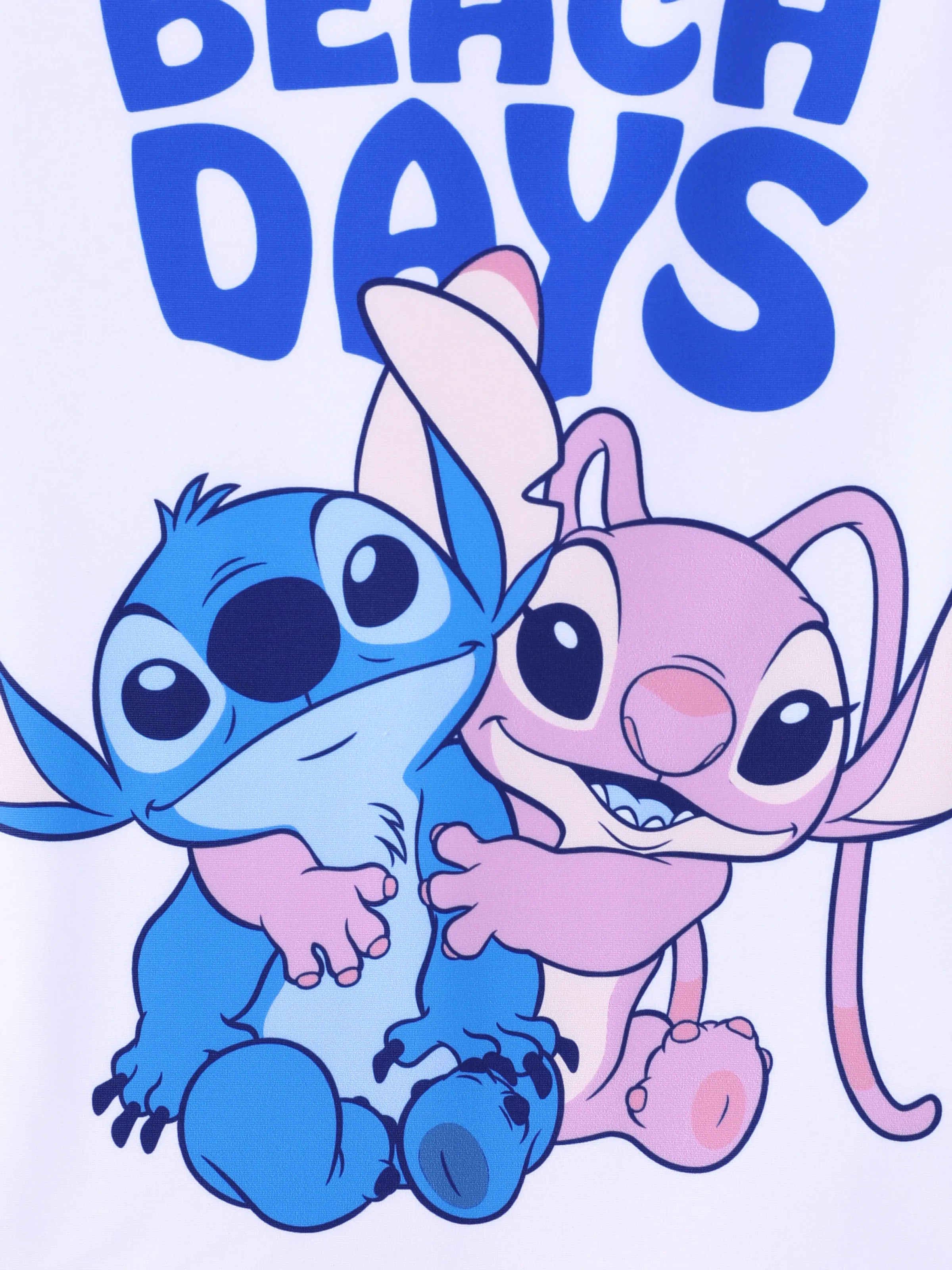Disney Stitch Kid Girl 2pcs Character Tropical Floral Colorblock Print Short-sleeve Tops and Trunks UPF 50+ Swimsuit Set Purple - Image 2