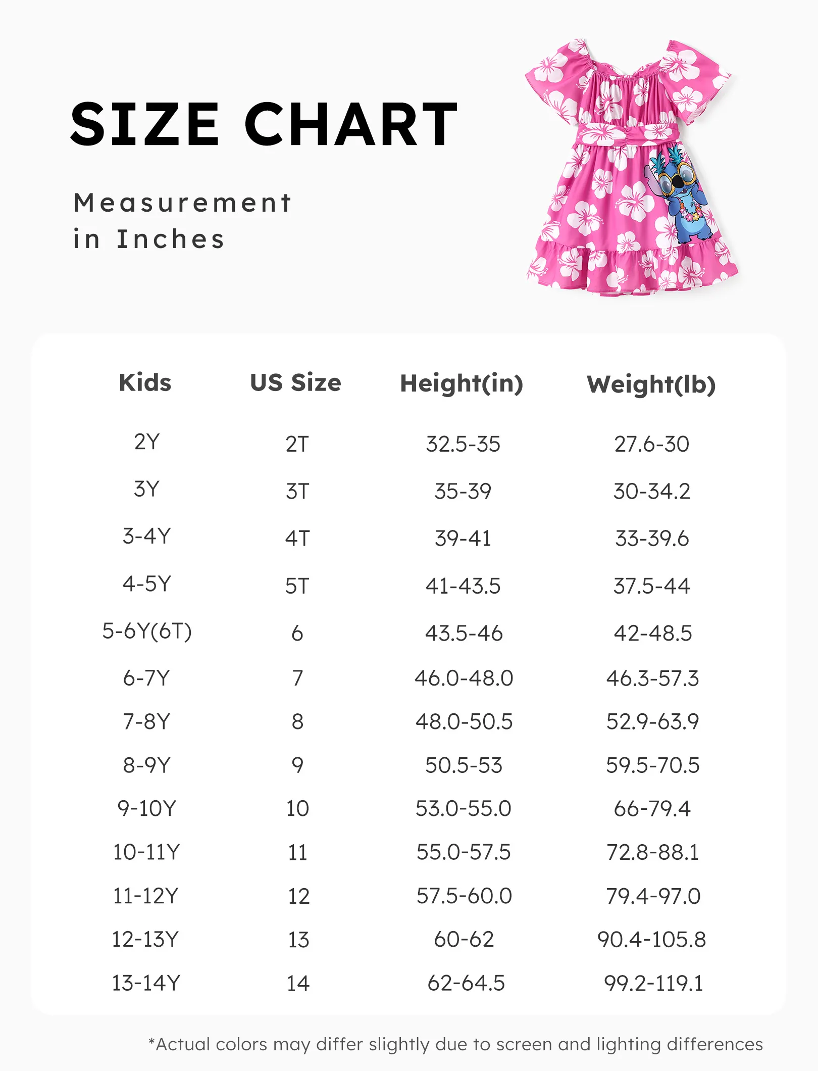 Disney Stitch Kid Girl Floral/Palm Tree Print Ruffled Babydoll Dress Hot Pink - Image 7