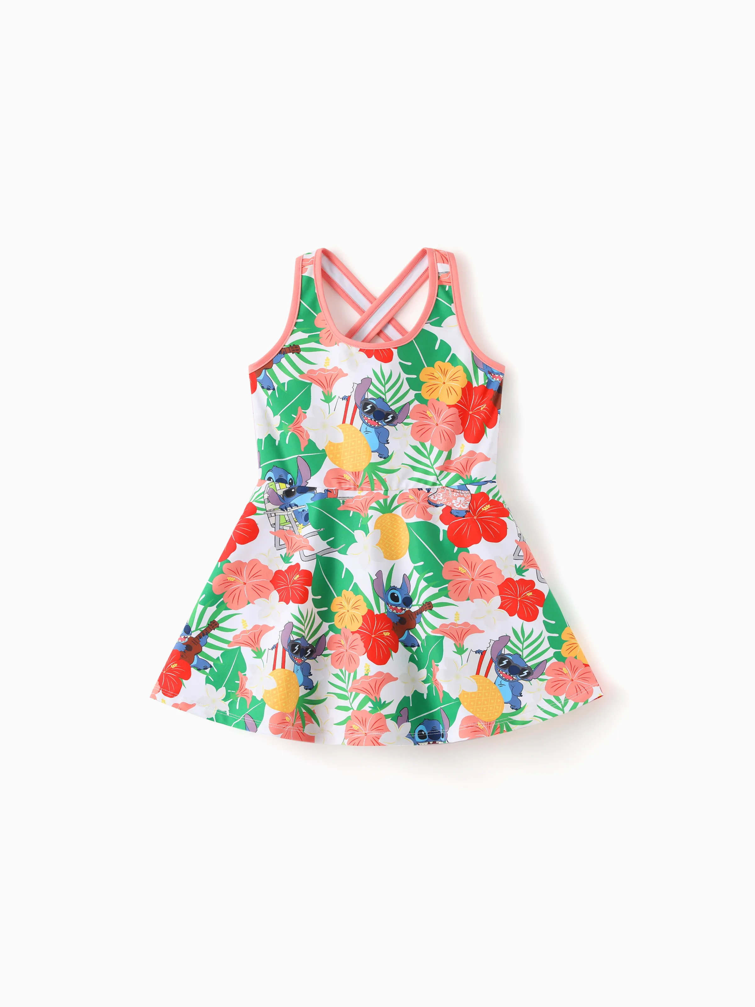 Disney Stitch Matching Family Tropical Floral Sporty Dress with Built-in Shorts & Pockets/ Cotton Top Multi-color - Image 13