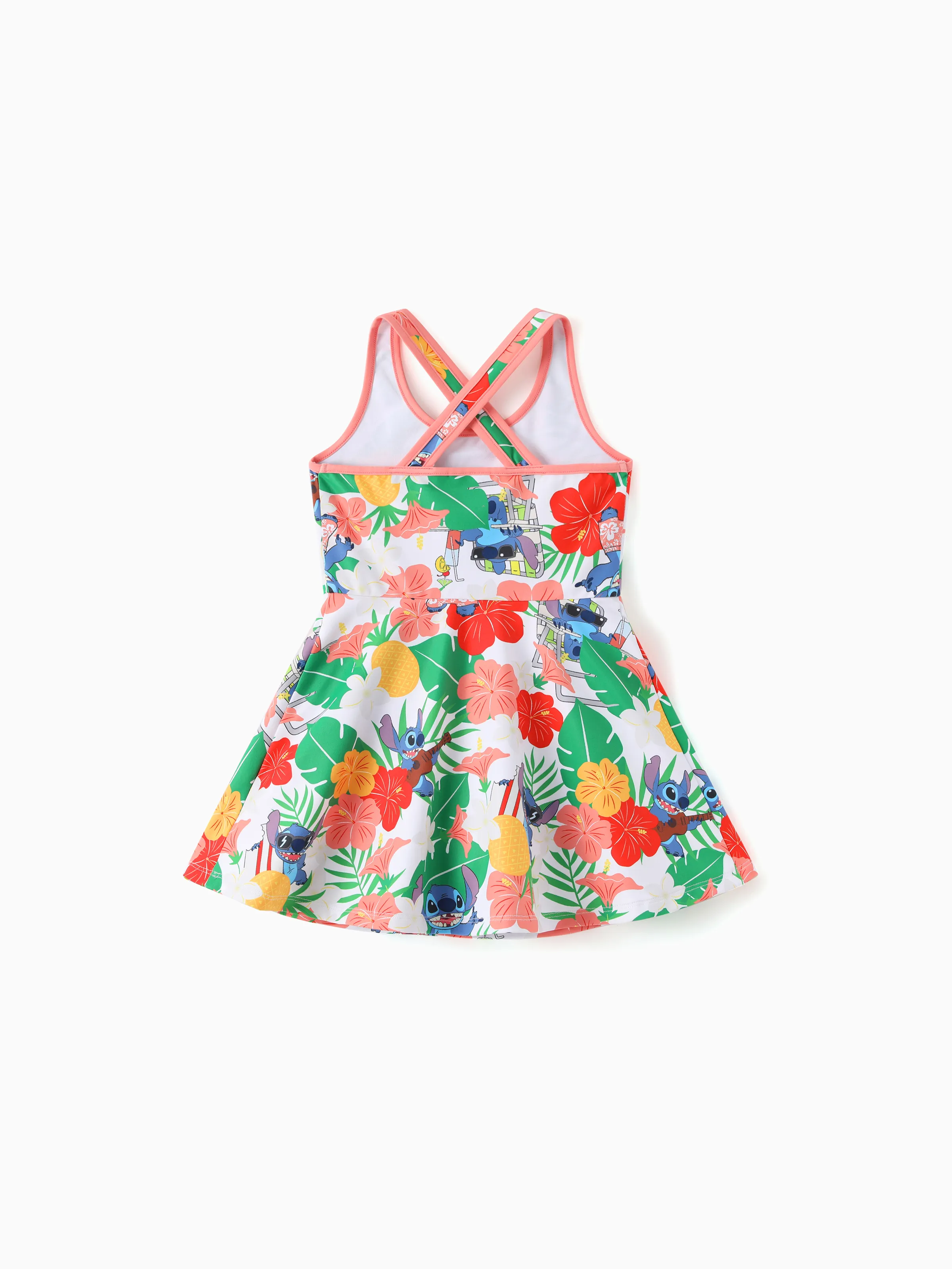 Disney Stitch Matching Family Tropical Floral Sporty Dress with Built-in Shorts & Pockets/ Cotton Top Multi-color - Image 14