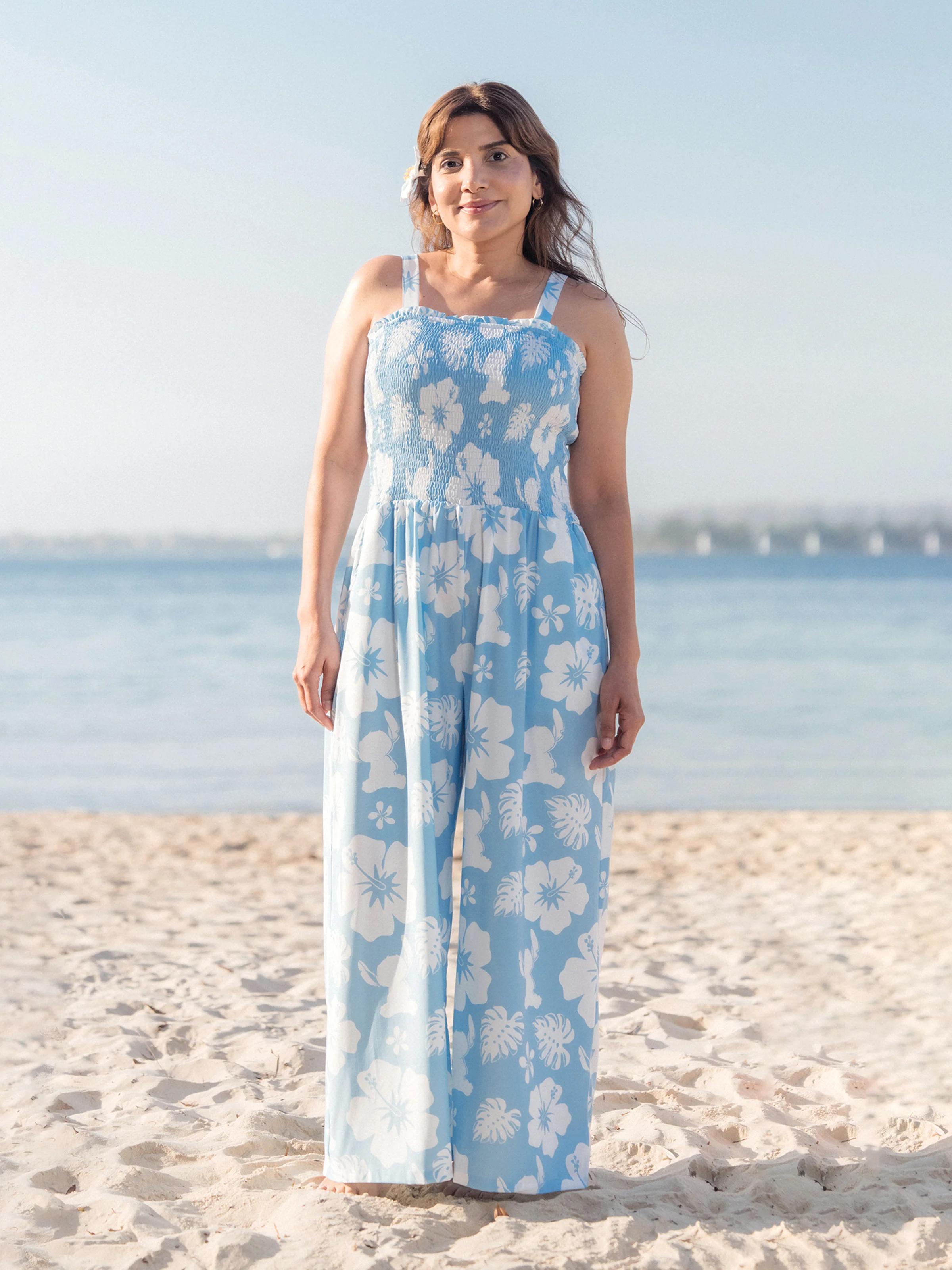Disney Stitch Mommy & me Tropical Floral Jumpsuit/ Dress/ Shirt Light Blue - Image 5