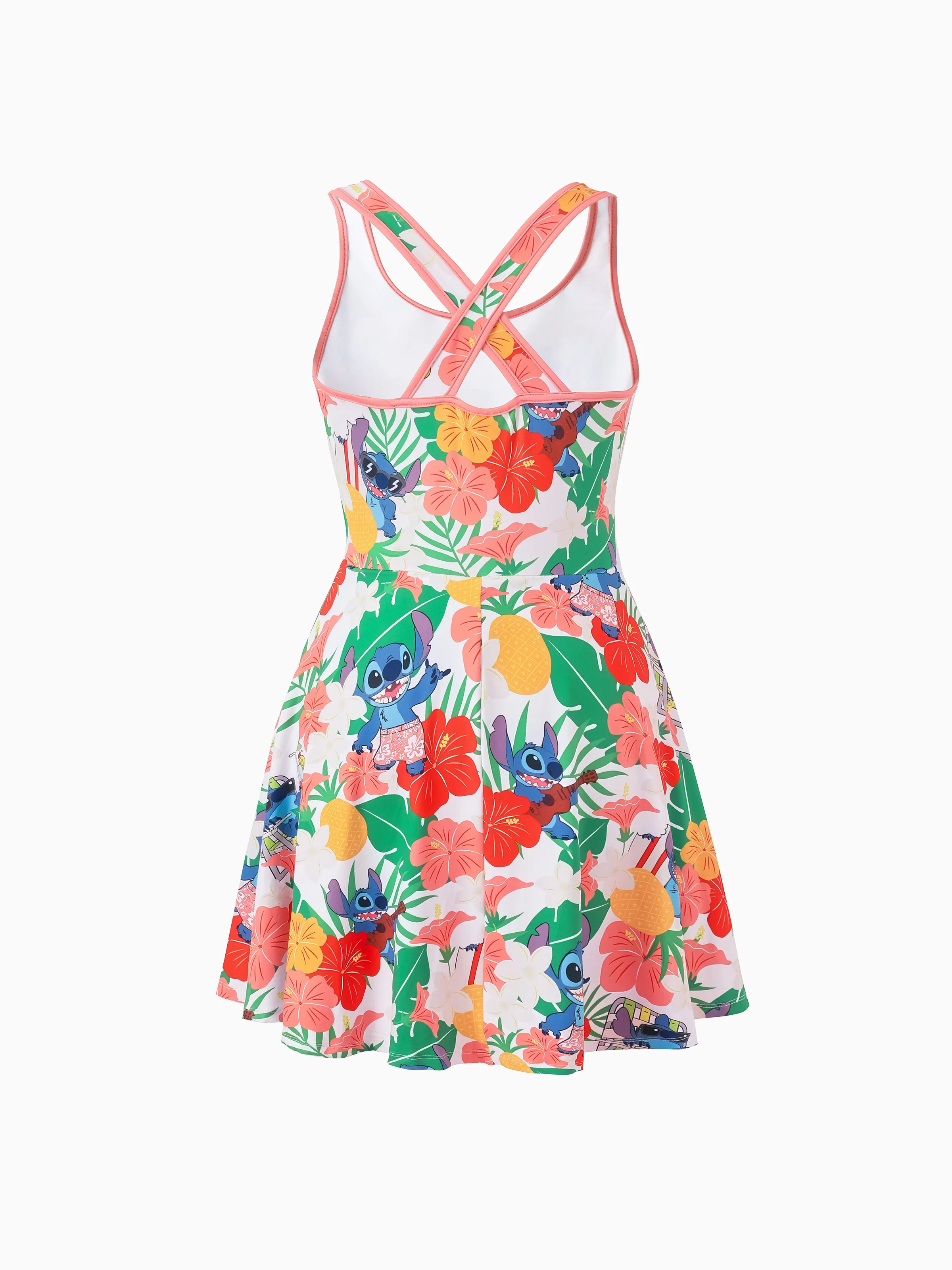 Disney Stitch Mommy & me Tropical Floral Sporty Dress with Built-in Shorts & Pockets/ Cotton Top Multi-color - Image 7