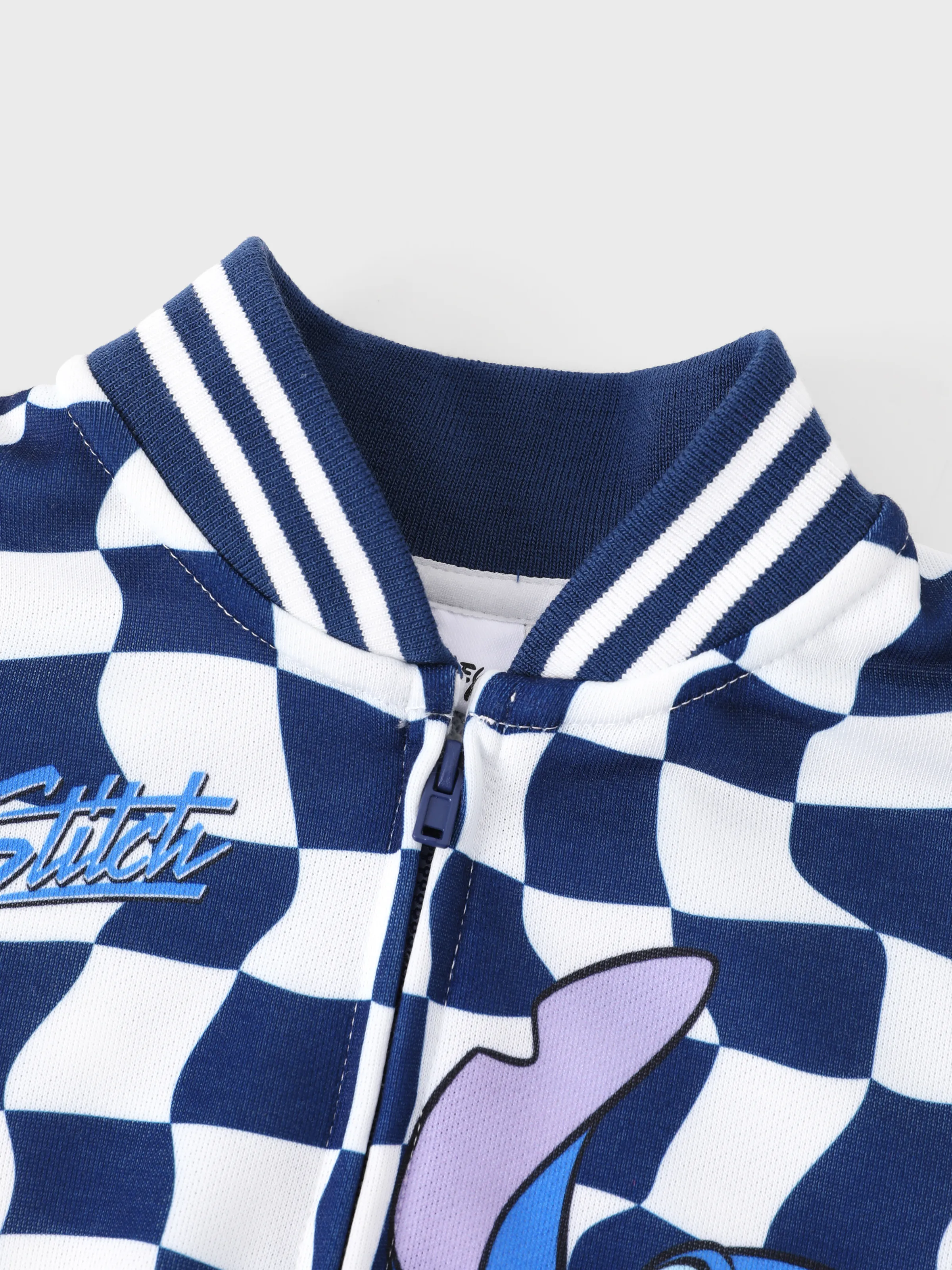 Disney Stitch Toddler/ Kid Boy Checkerboard Pattern Bomber Jacket Deep Blue - Image 6