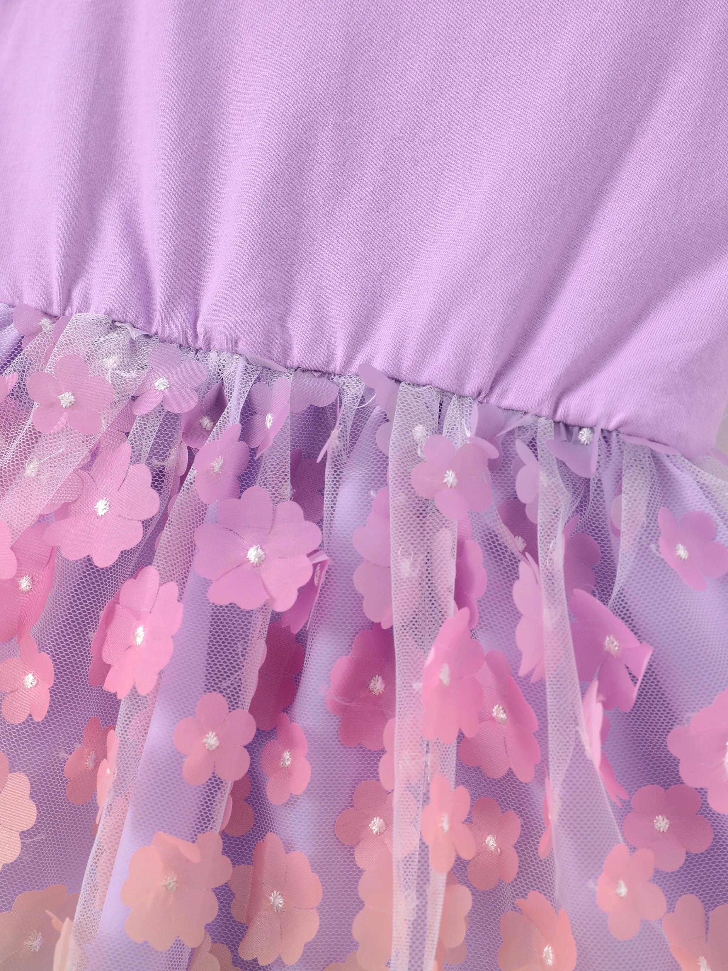 Disney Stitch Toddler/Kid Girl 2pcs Cotton Character Heart Floral Pattern Gradient Mesh Dress Purple - Image 6