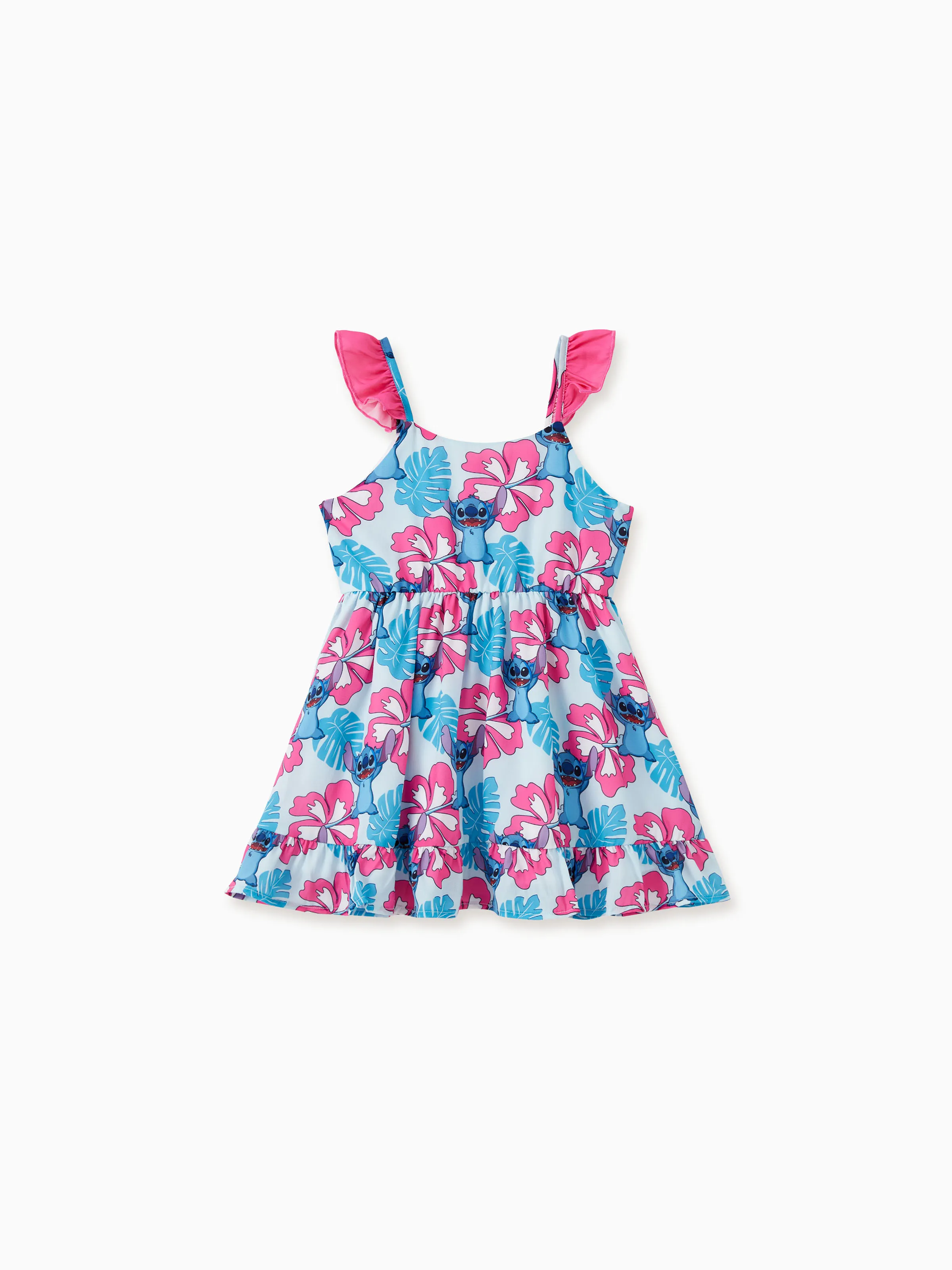 Disney Stitch Toddler/Kid Girl Naia™ Stitch and Hawaii Style Floral Print Sleeveless Dress Multi-color - Image 3