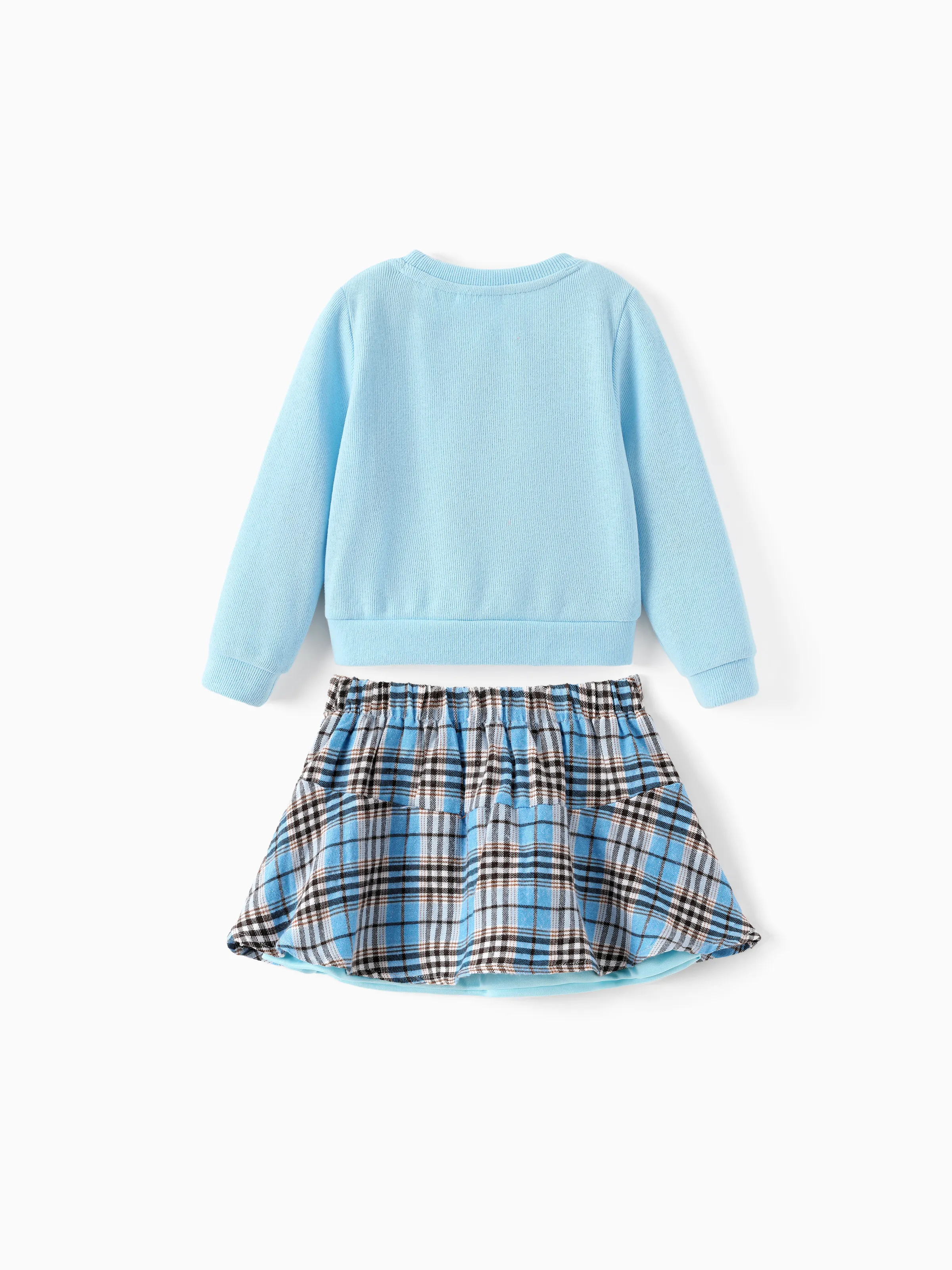 Disney Stitch Toddler/Kids Girl 2pcs Stitch Knitted Button-up Front Skirt Set Blue - Image 2