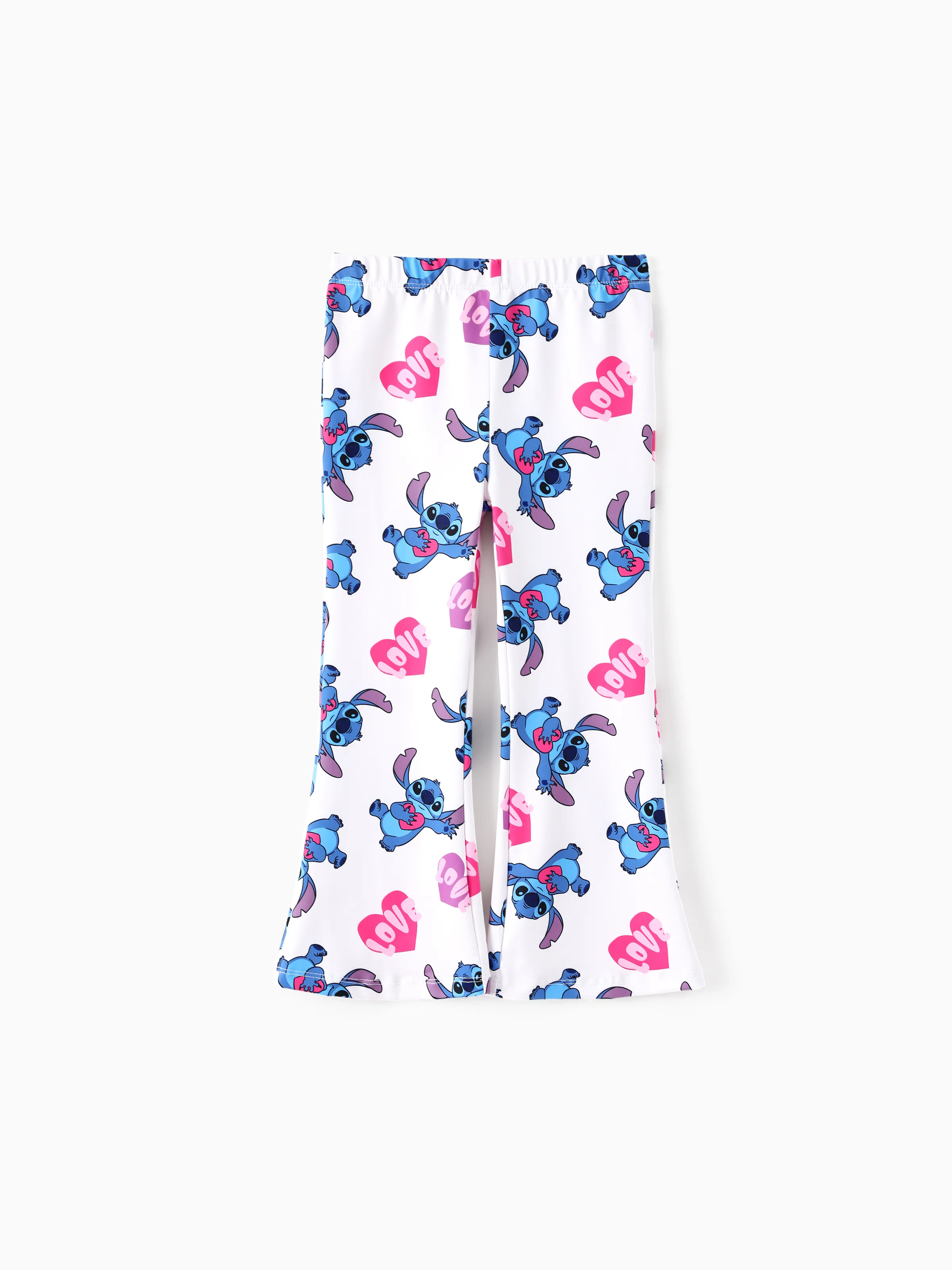 Disney Stitch Toddler/Kids Girl Stitch 2pcs Tie Front Longsleeves Top and Pattern Flared Pant Set Pink - Image 8