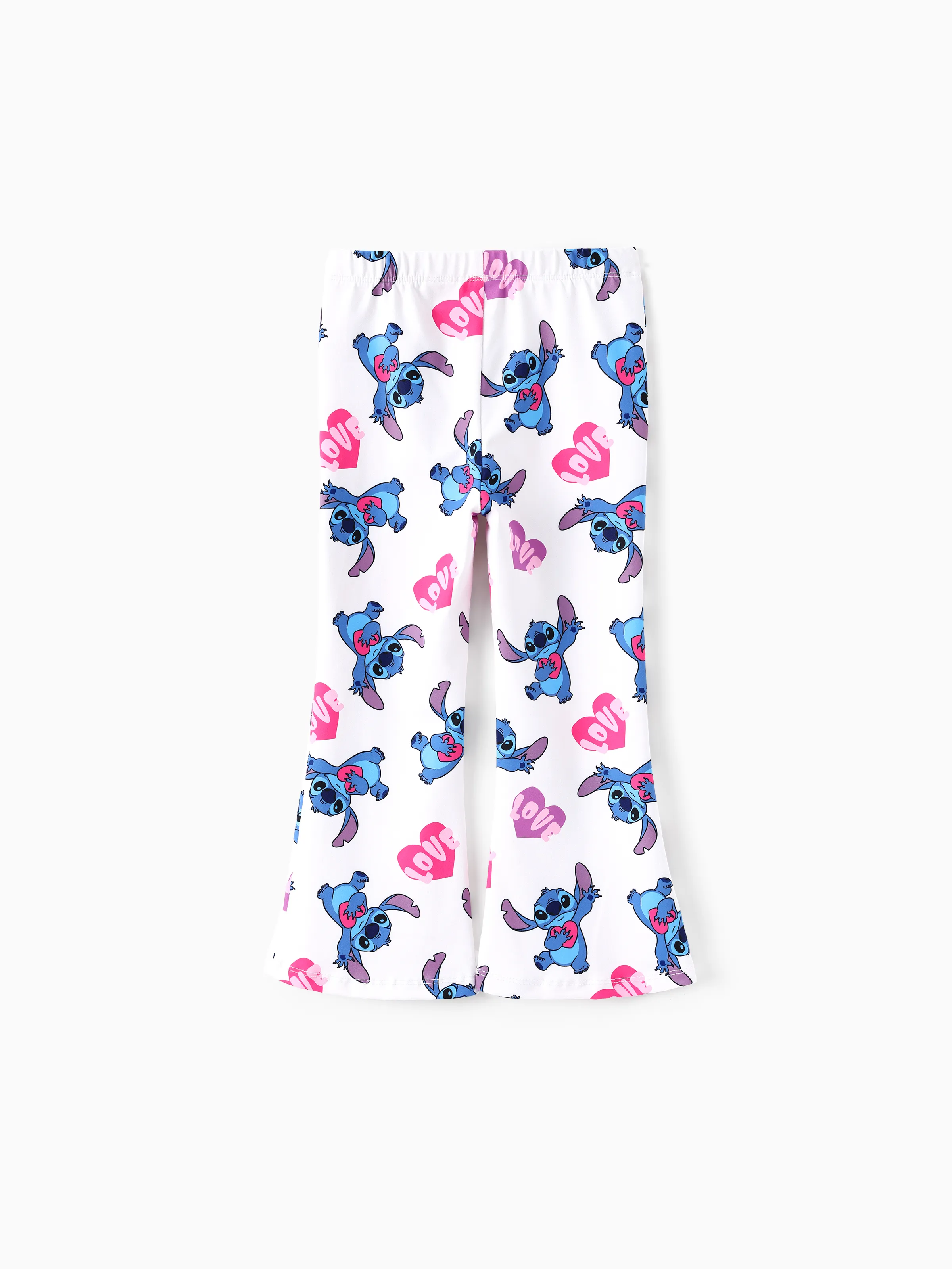 Disney Stitch Toddler/Kids Girl Stitch 2pcs Tie Front Longsleeves Top and Pattern Flared Pant Set Pink - Image 9