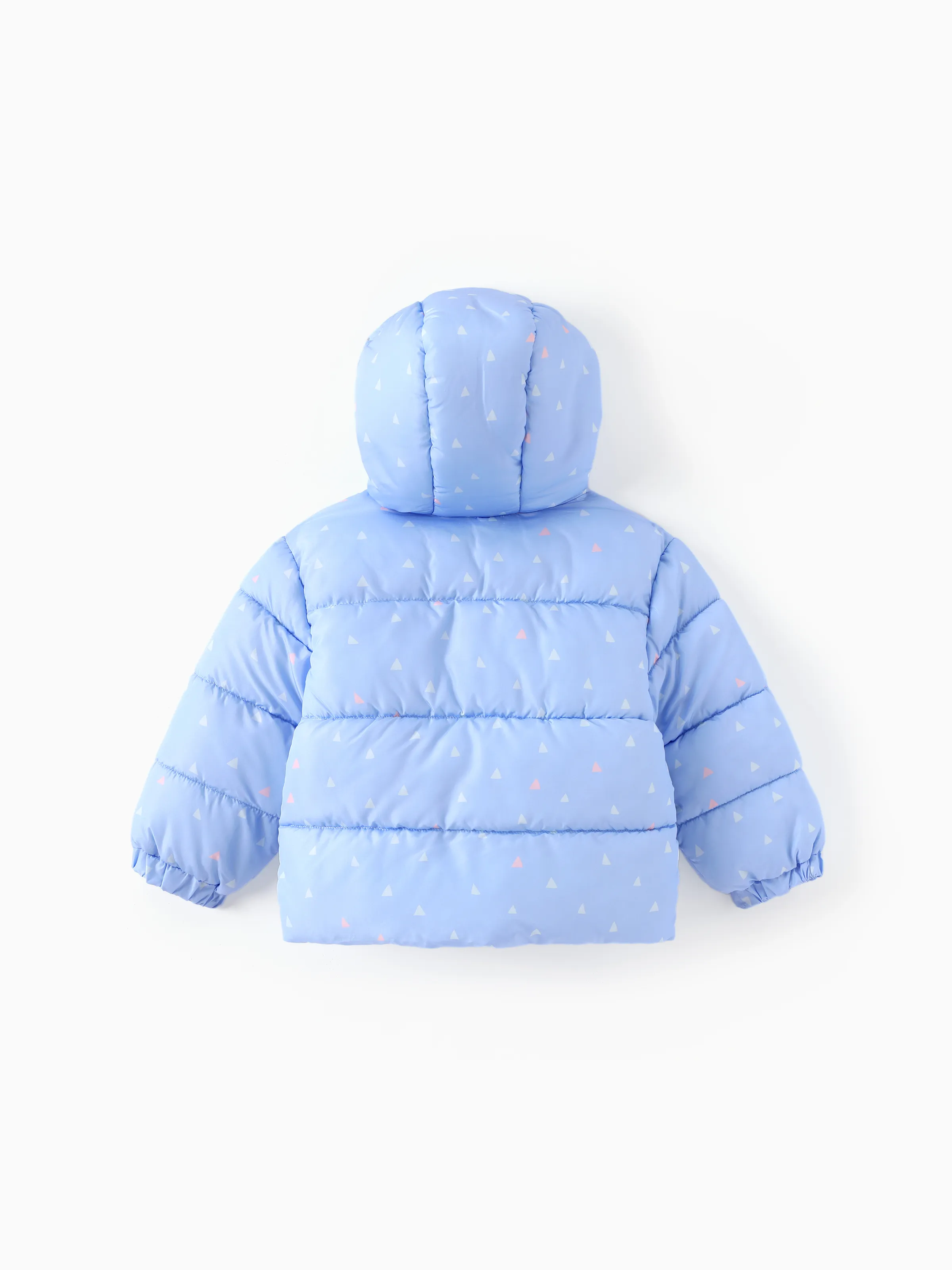 Disney Stitch Toddler/Kids Girl Stitch/Angel Sweet Geometric Pattern Polyester Fabric Hooded Puffer Jacket Blue - Image 2