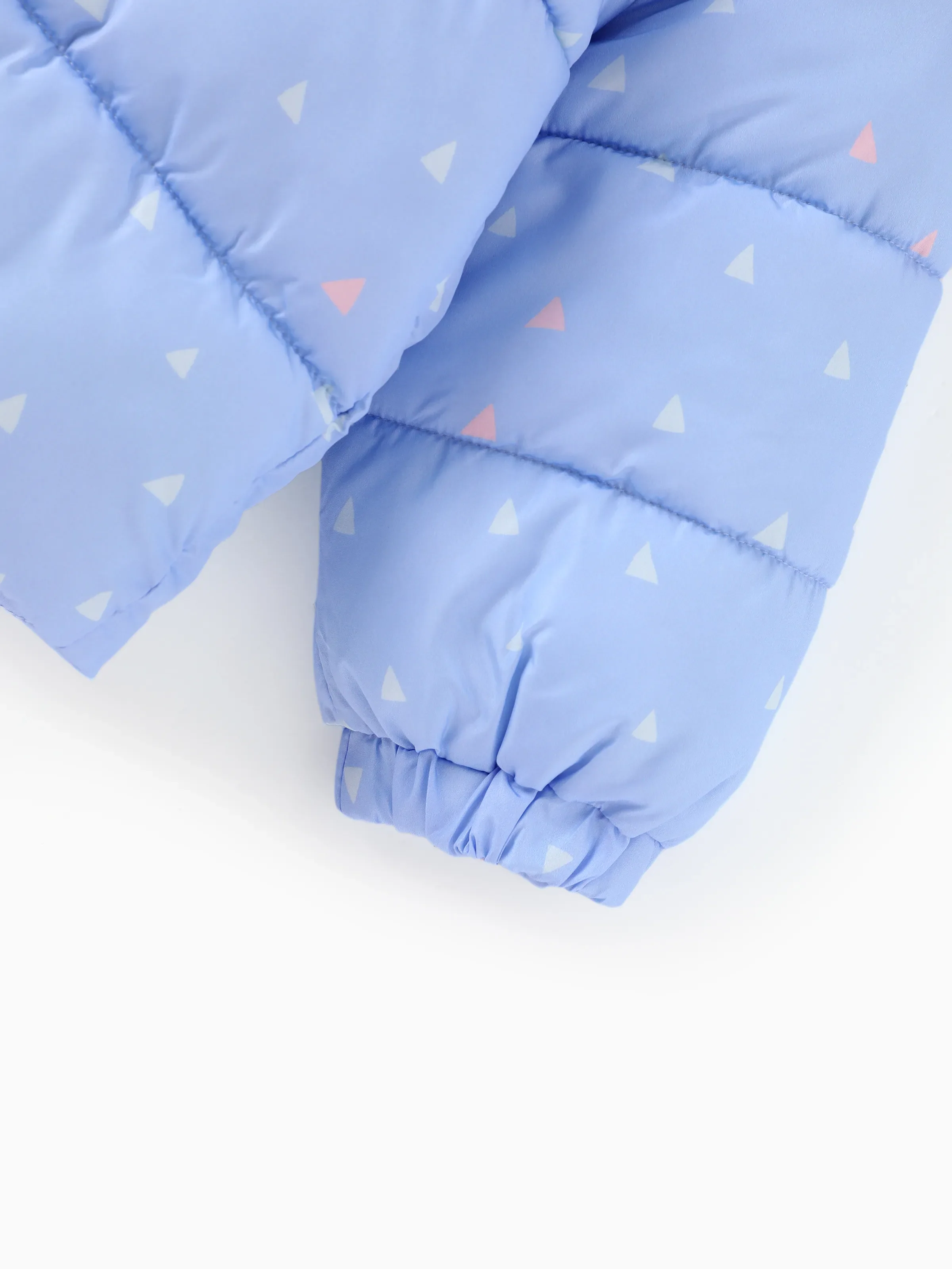 Disney Stitch Toddler/Kids Girl Stitch/Angel Sweet Geometric Pattern Polyester Fabric Hooded Puffer Jacket Blue - Image 7